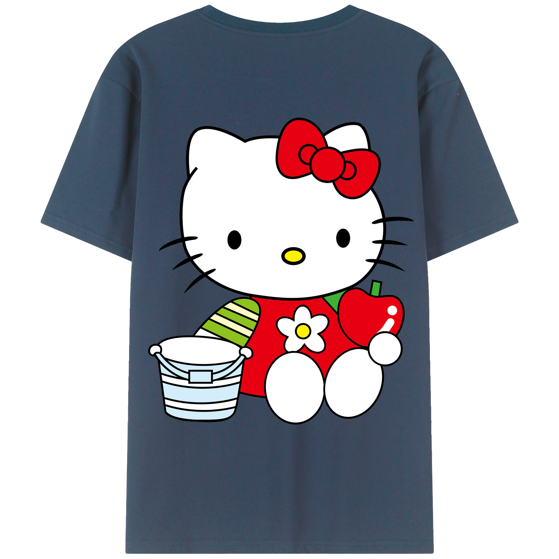 （画像用） Hello Kitty ハローキティ 綿100％ メンズ半袖Tシャツ（バックプリント） 通気性