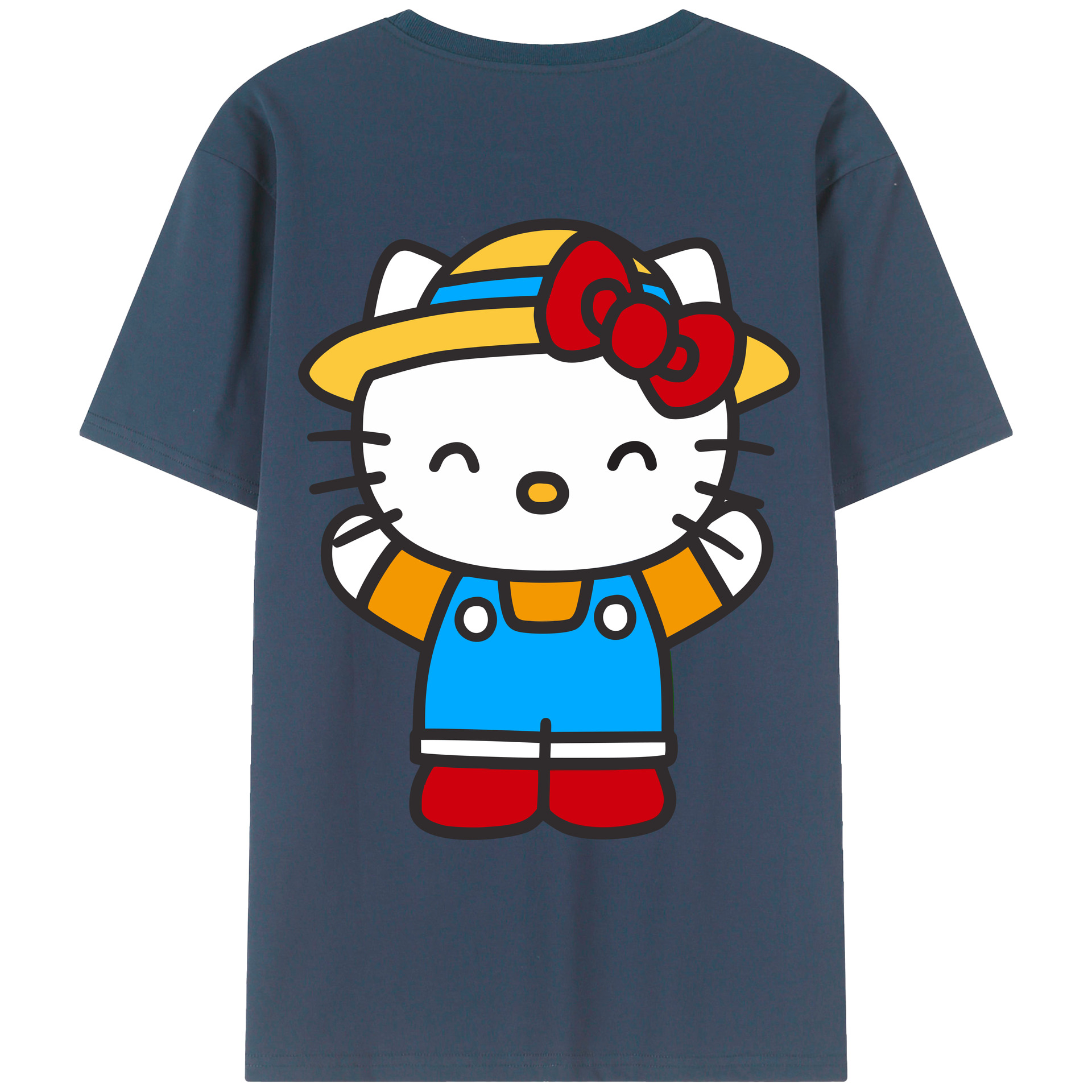 （画像用） Hello Kitty ハローキティ 綿100％ メンズ半袖Tシャツ（バックプリント） 通気性