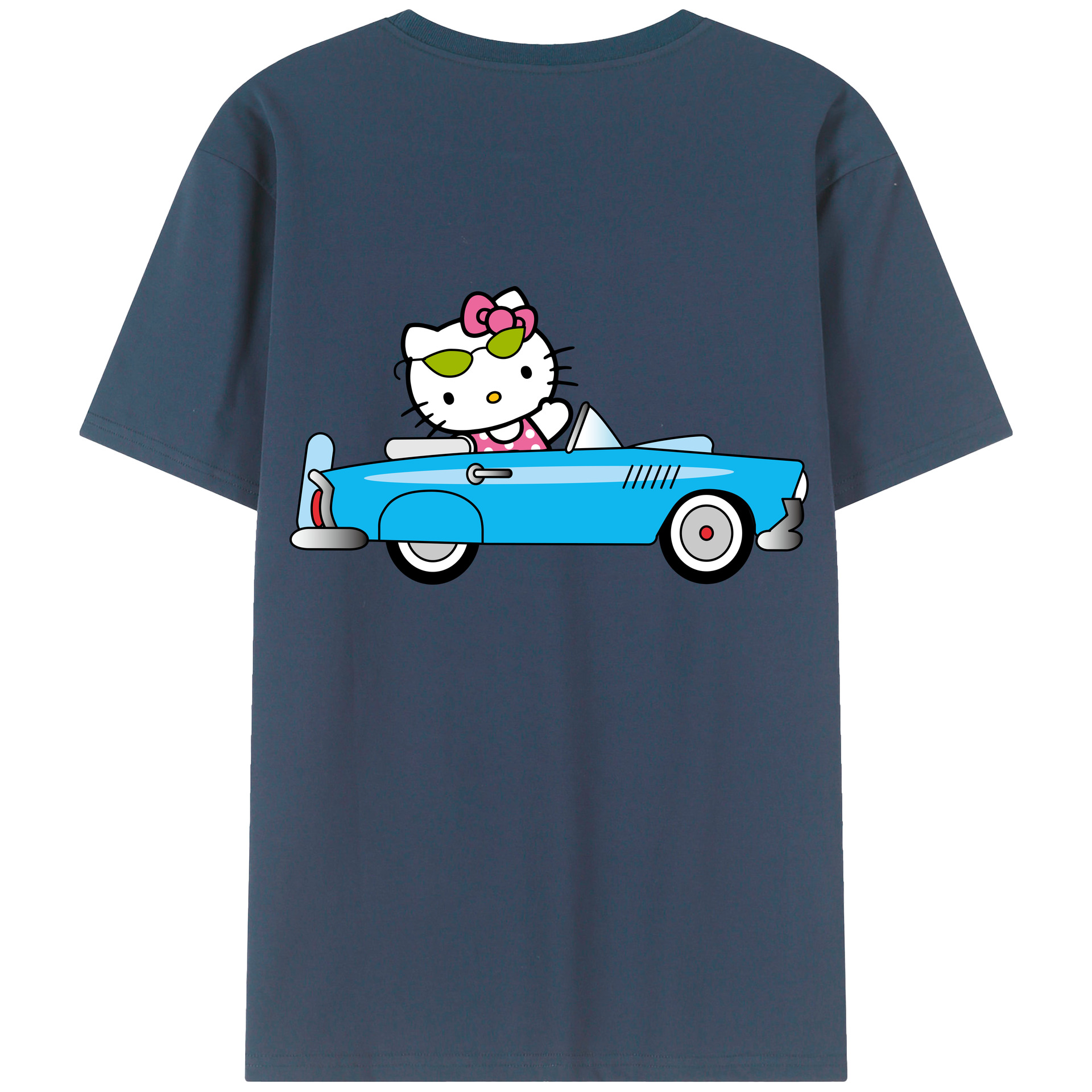 （画像用） Hello Kitty ハローキティ 綿100％ メンズ半袖Tシャツ（バックプリント） 通気性