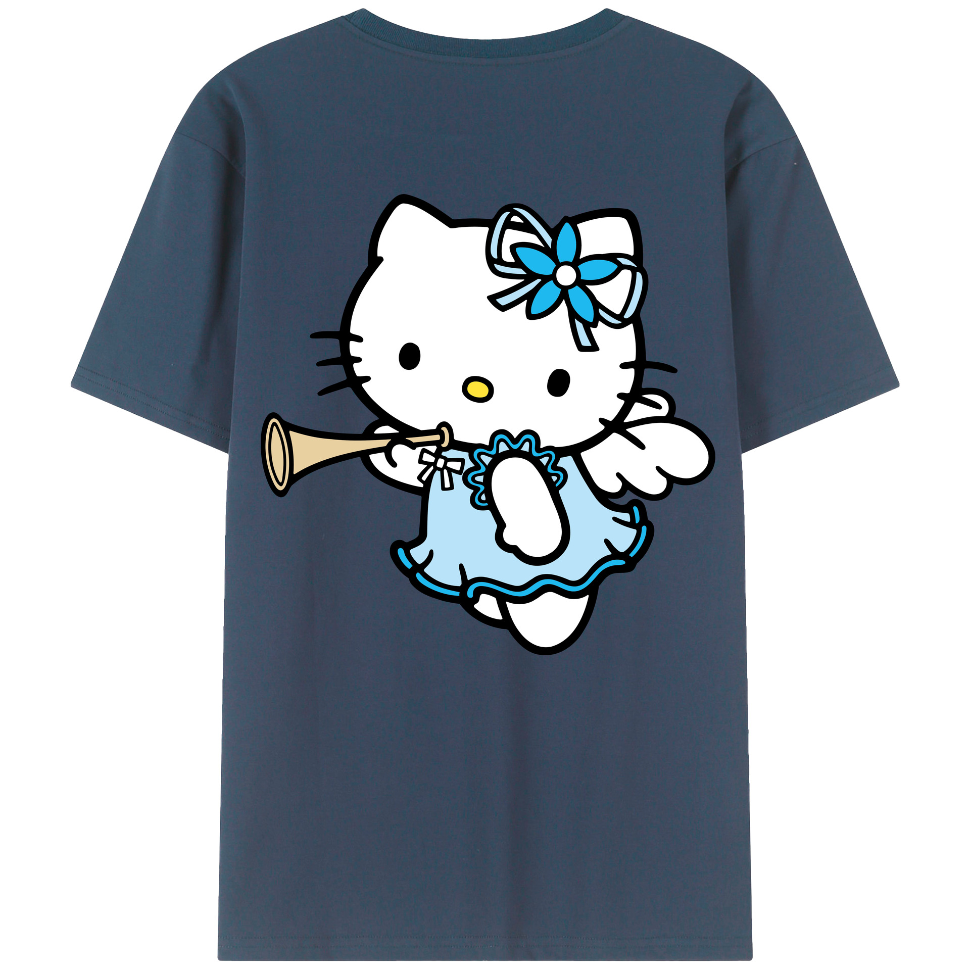 （画像用） Hello Kitty ハローキティ 綿100％ メンズ半袖Tシャツ（バックプリント） 通気性