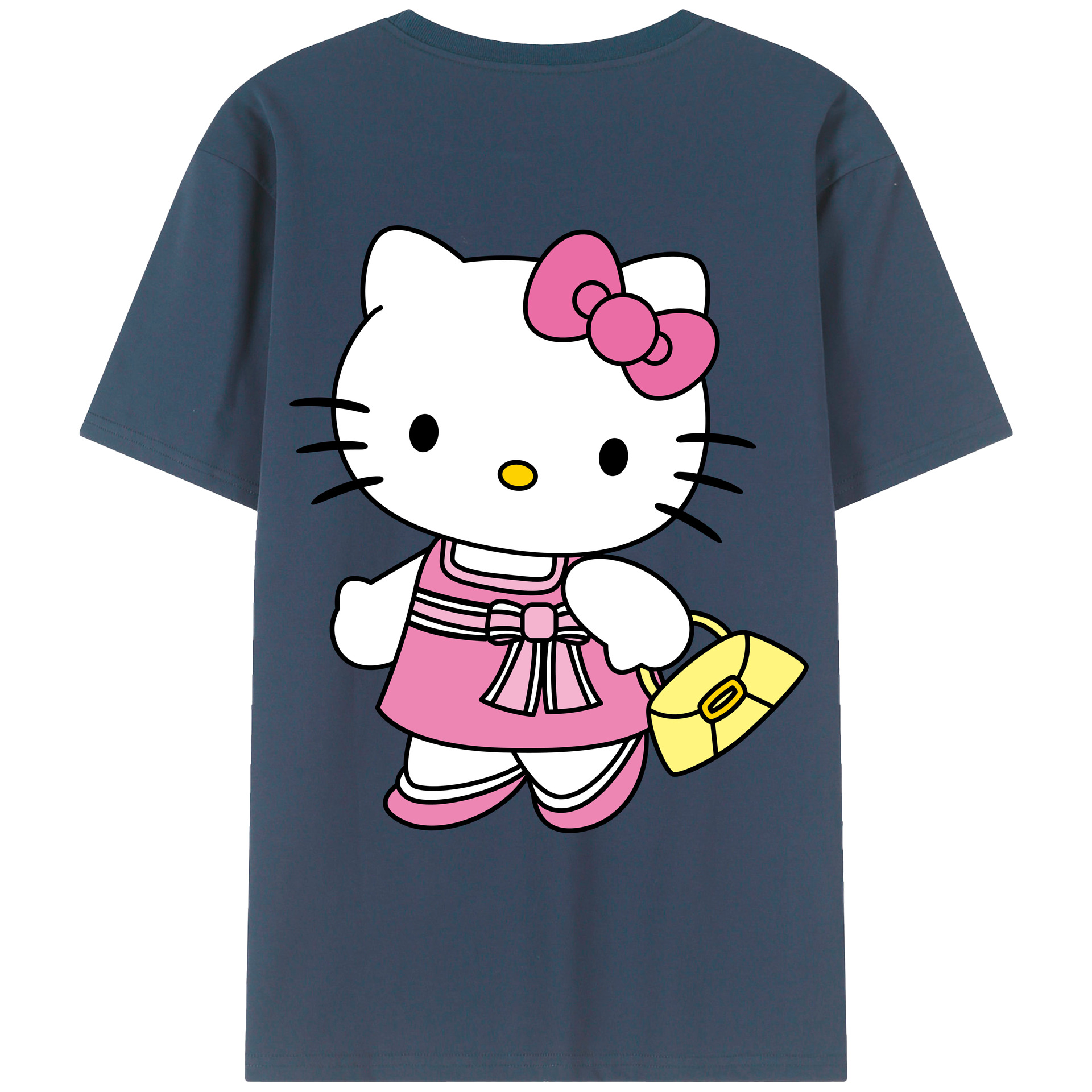 （画像用） Hello Kitty ハローキティ 綿100％ メンズ半袖Tシャツ（バックプリント） 通気性