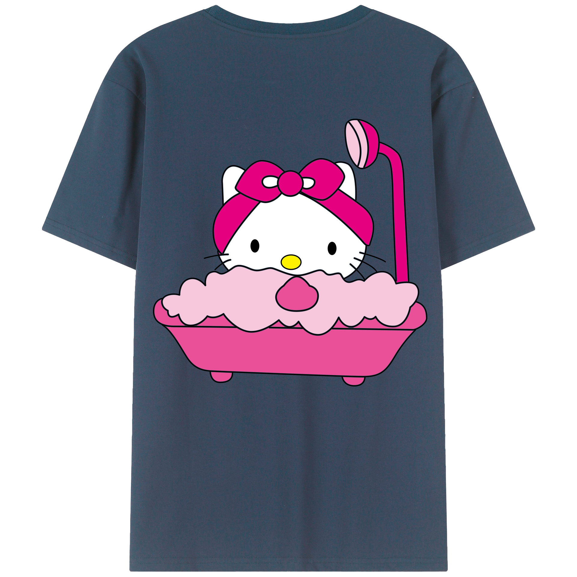 （画像用） Hello Kitty ハローキティ 綿100％ メンズ半袖Tシャツ（バックプリント） 通気性