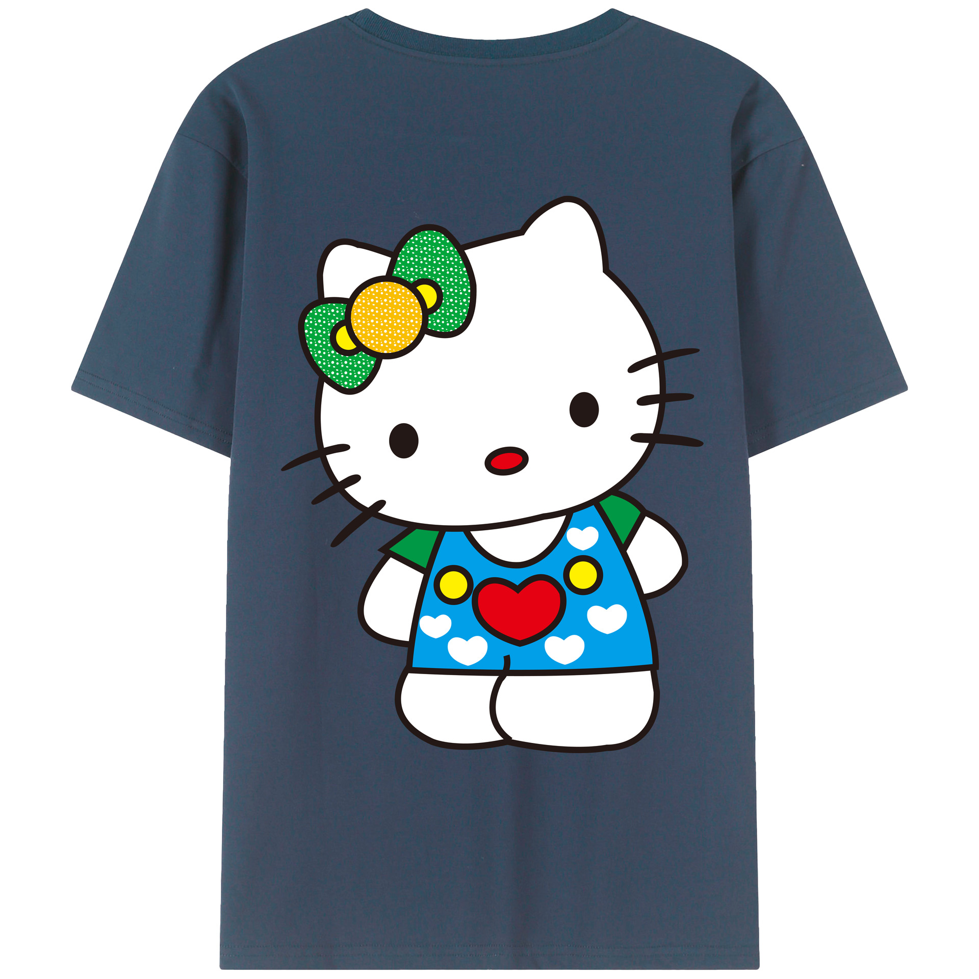 （画像用） Hello Kitty ハローキティ 綿100％ メンズ半袖Tシャツ（バックプリント） 通気性