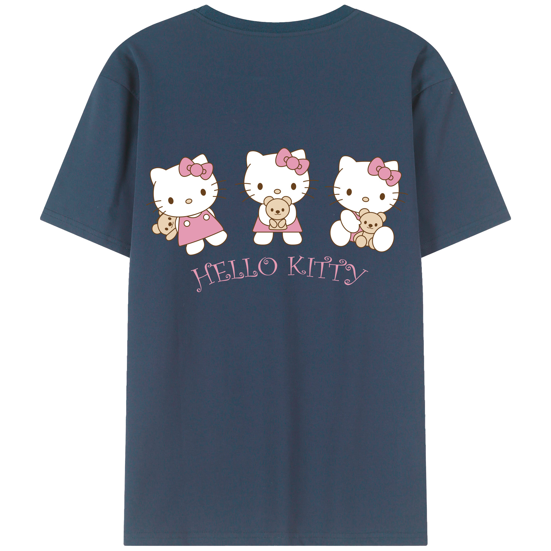 （画像用） Hello Kitty ハローキティ 綿100％ メンズ半袖Tシャツ（バックプリント） 通気性