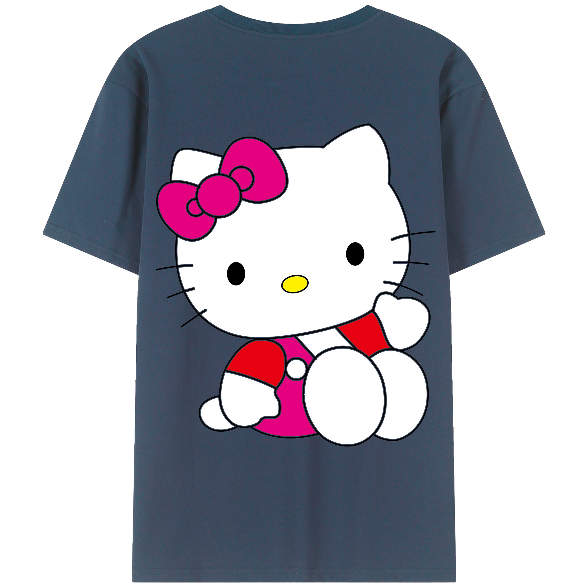 （画像用） Hello Kitty ハローキティ 綿100％ メンズ半袖Tシャツ（バックプリント） 通気性