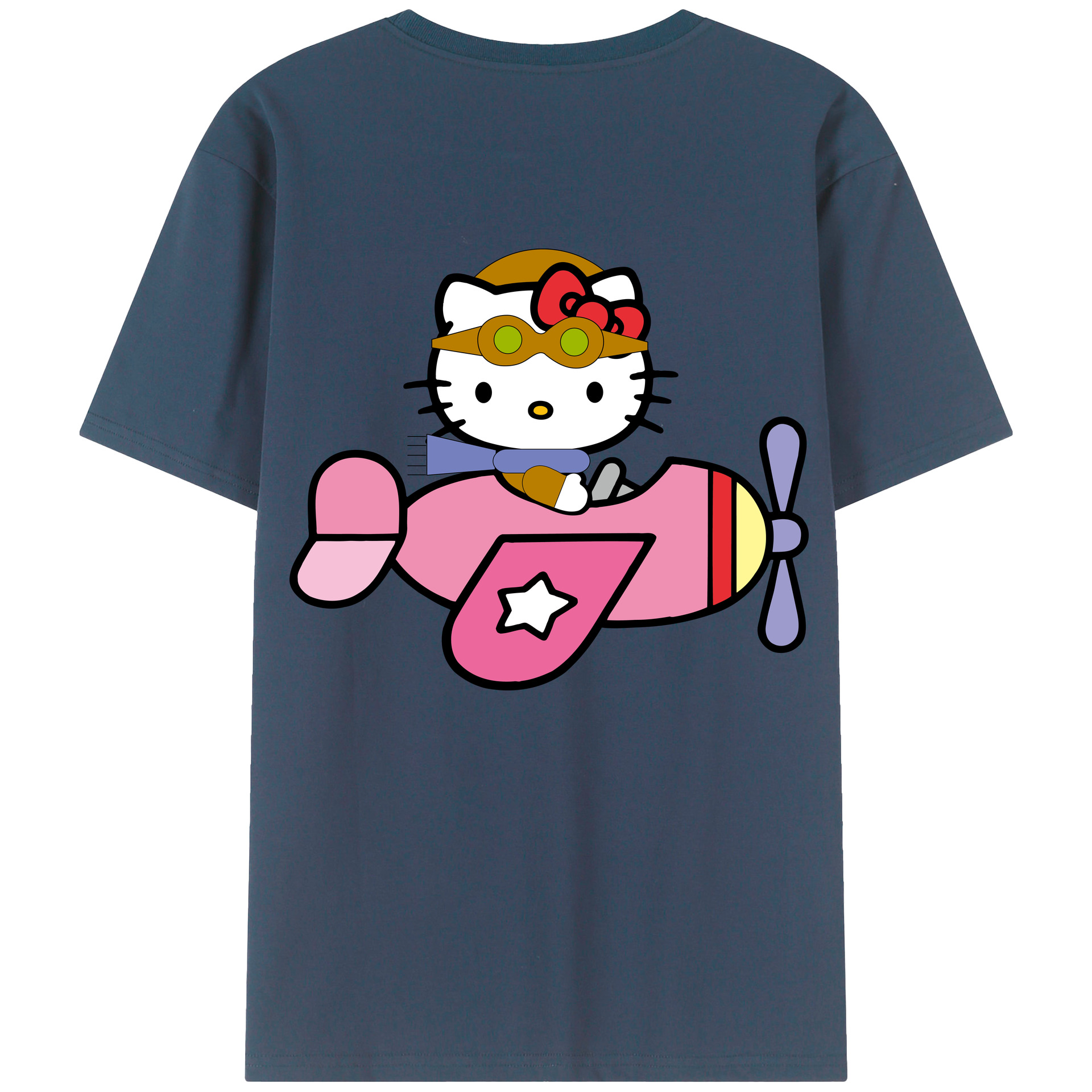 （画像用） Hello Kitty ハローキティ 綿100％ メンズ半袖Tシャツ（バックプリント） 通気性