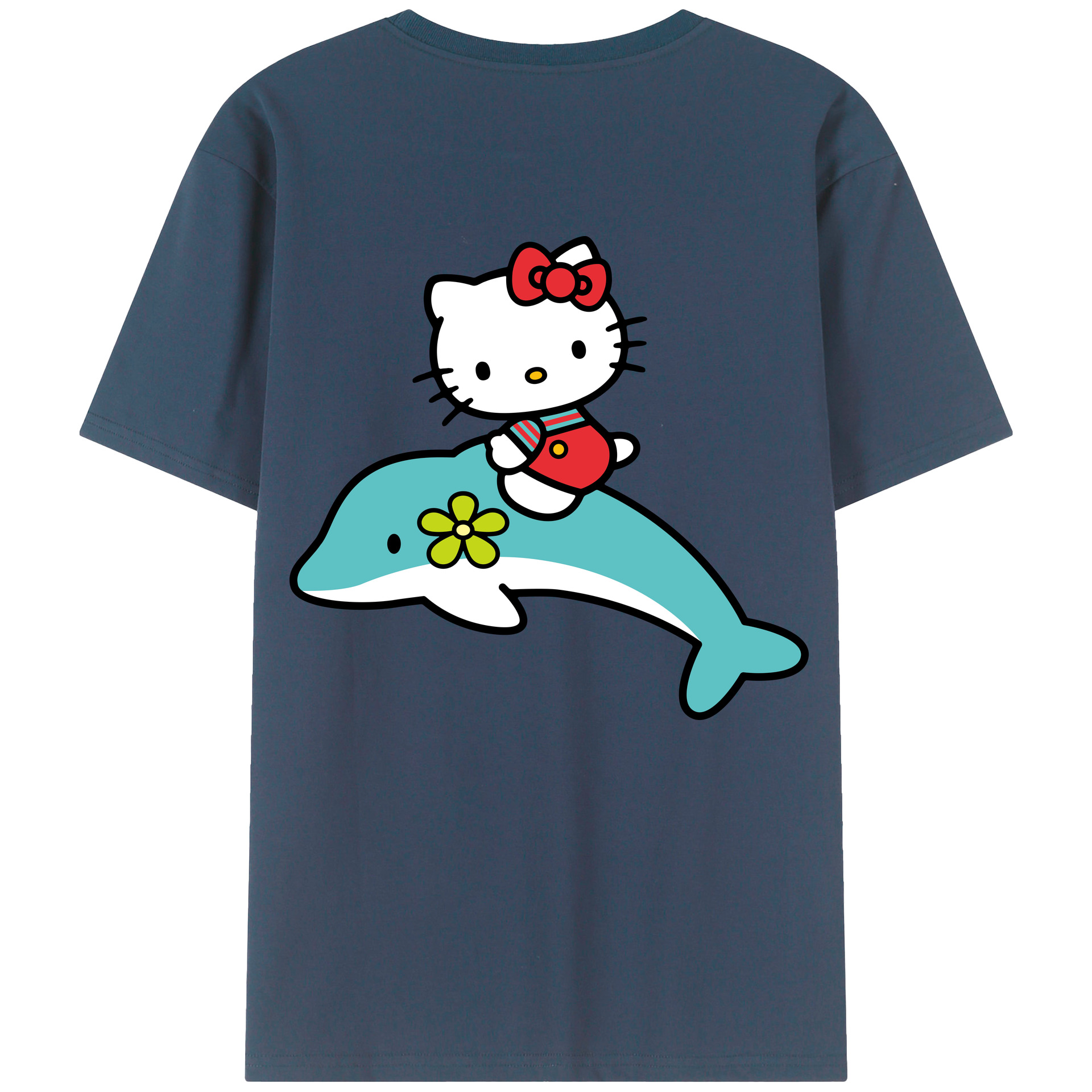 （画像用） Hello Kitty ハローキティ 綿100％ メンズ半袖Tシャツ（バックプリント） 通気性
