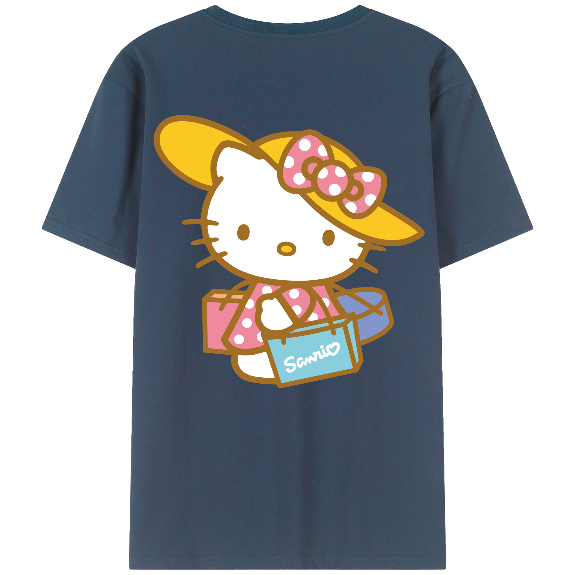 （画像用） Hello Kitty ハローキティ 綿100％ メンズ半袖Tシャツ（バックプリント） 通気性