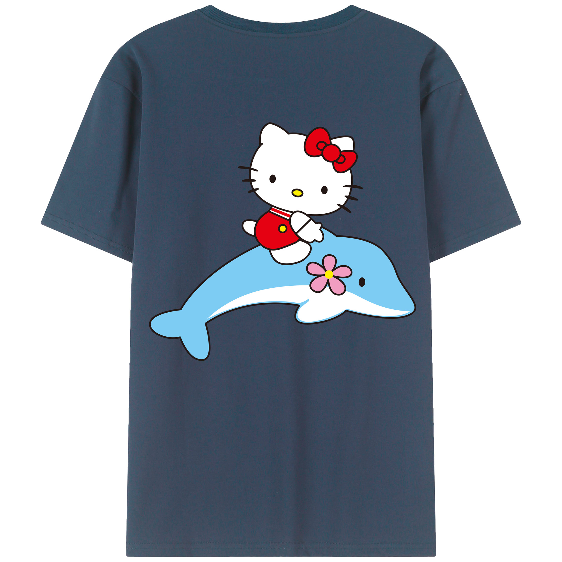 （画像用） Hello Kitty ハローキティ 綿100％ メンズ半袖Tシャツ（バックプリント） 通気性