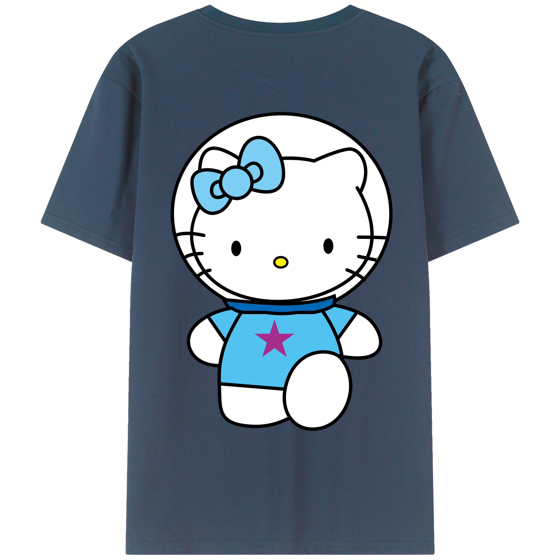（画像用） Hello Kitty ハローキティ 綿100％ メンズ半袖Tシャツ（バックプリント） 通気性