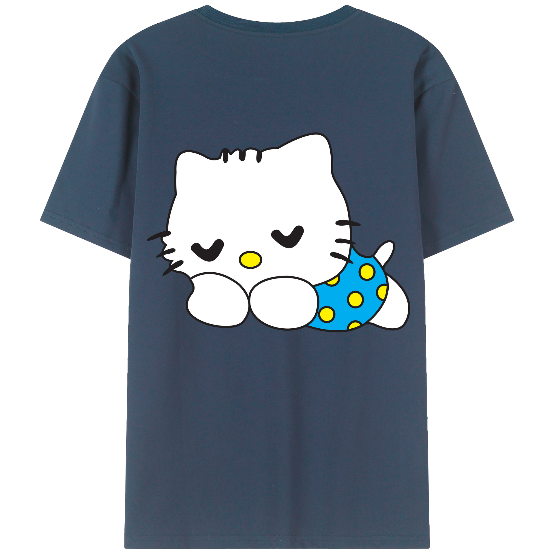 （画像用） Hello Kitty ハローキティ 綿100％ メンズ半袖Tシャツ（バックプリント） 通気性