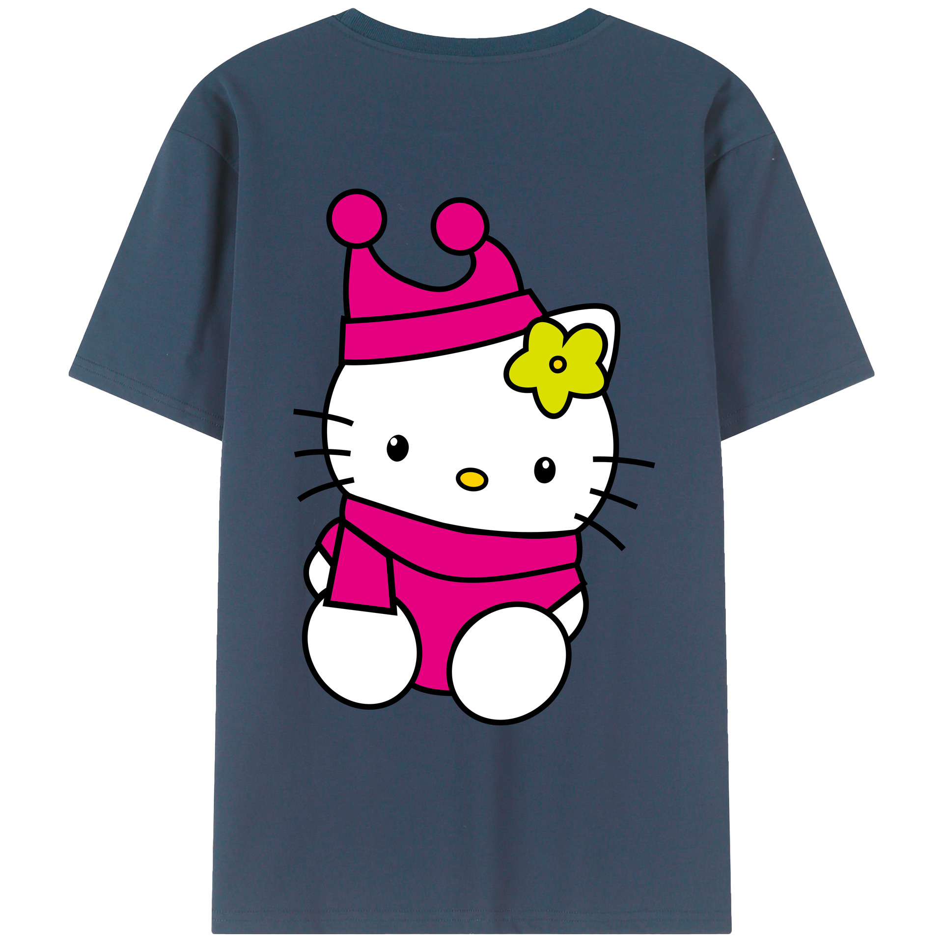 （画像用） Hello Kitty ハローキティ 綿100％ メンズ半袖Tシャツ（バックプリント） 通気性