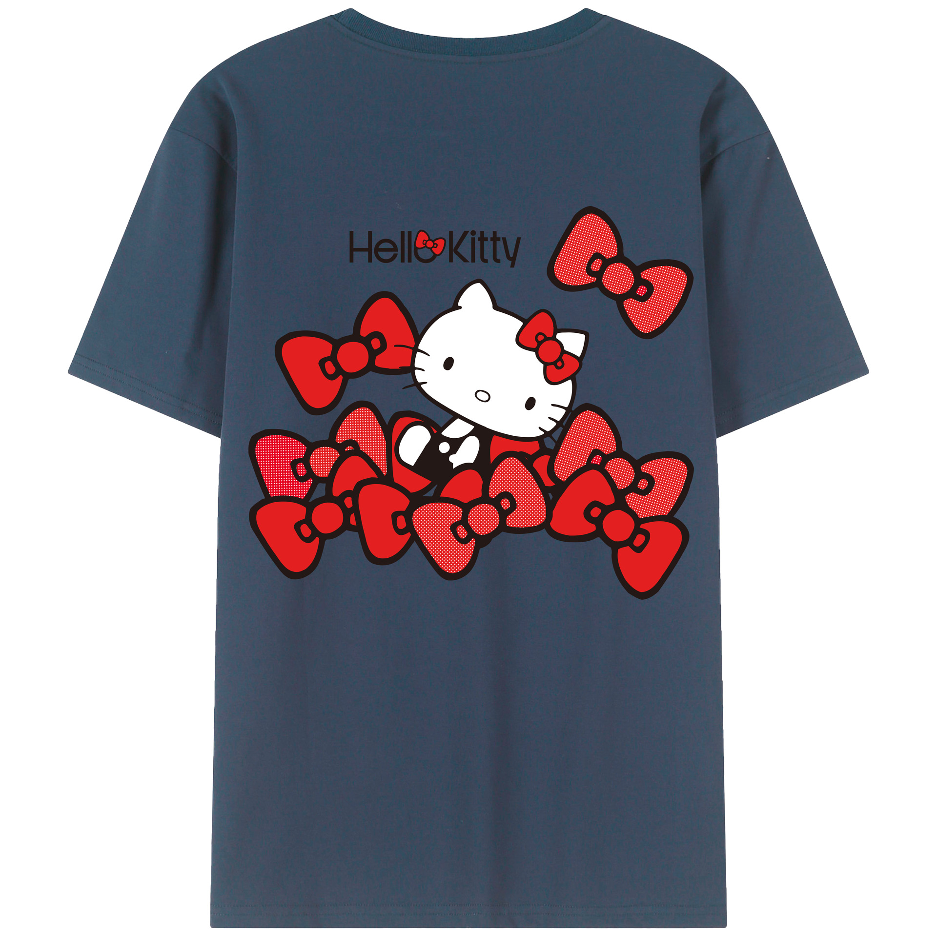（画像用） Hello Kitty ハローキティ 綿100％ メンズ半袖Tシャツ（バックプリント） 通気性