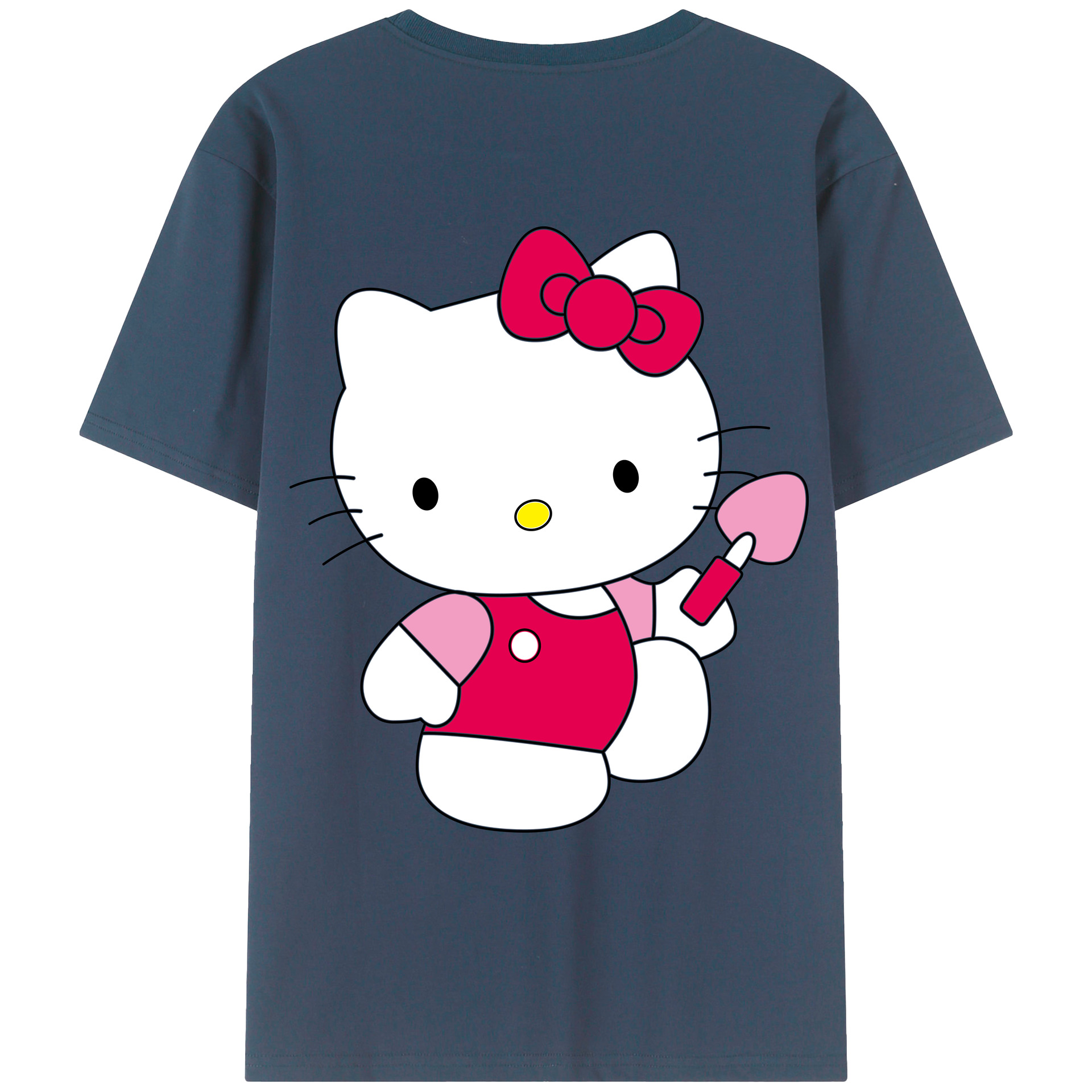 （画像用） Hello Kitty ハローキティ 綿100％ メンズ半袖Tシャツ（バックプリント） 通気性