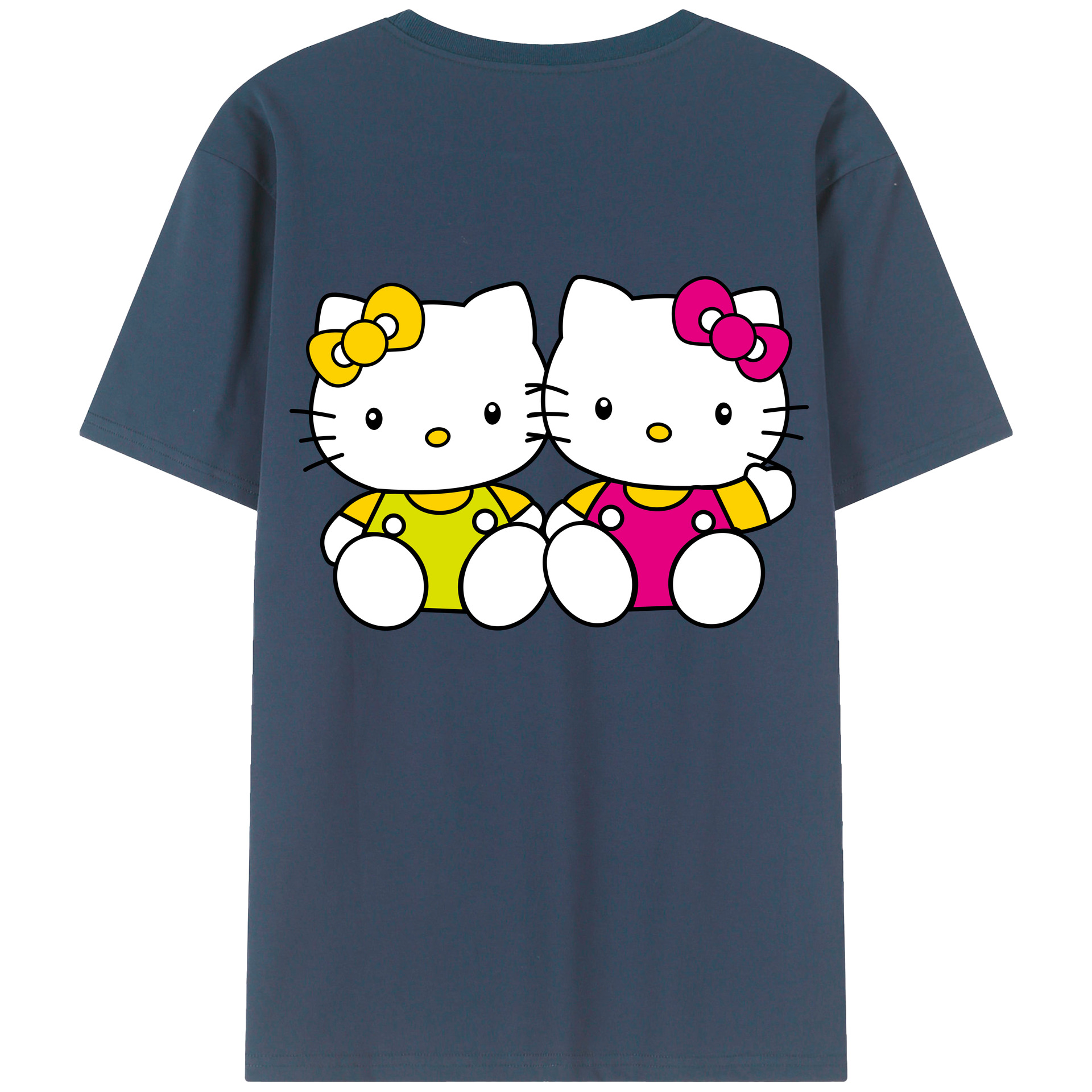 （画像用） Hello Kitty ハローキティ 綿100％ メンズ半袖Tシャツ（バックプリント） 通気性