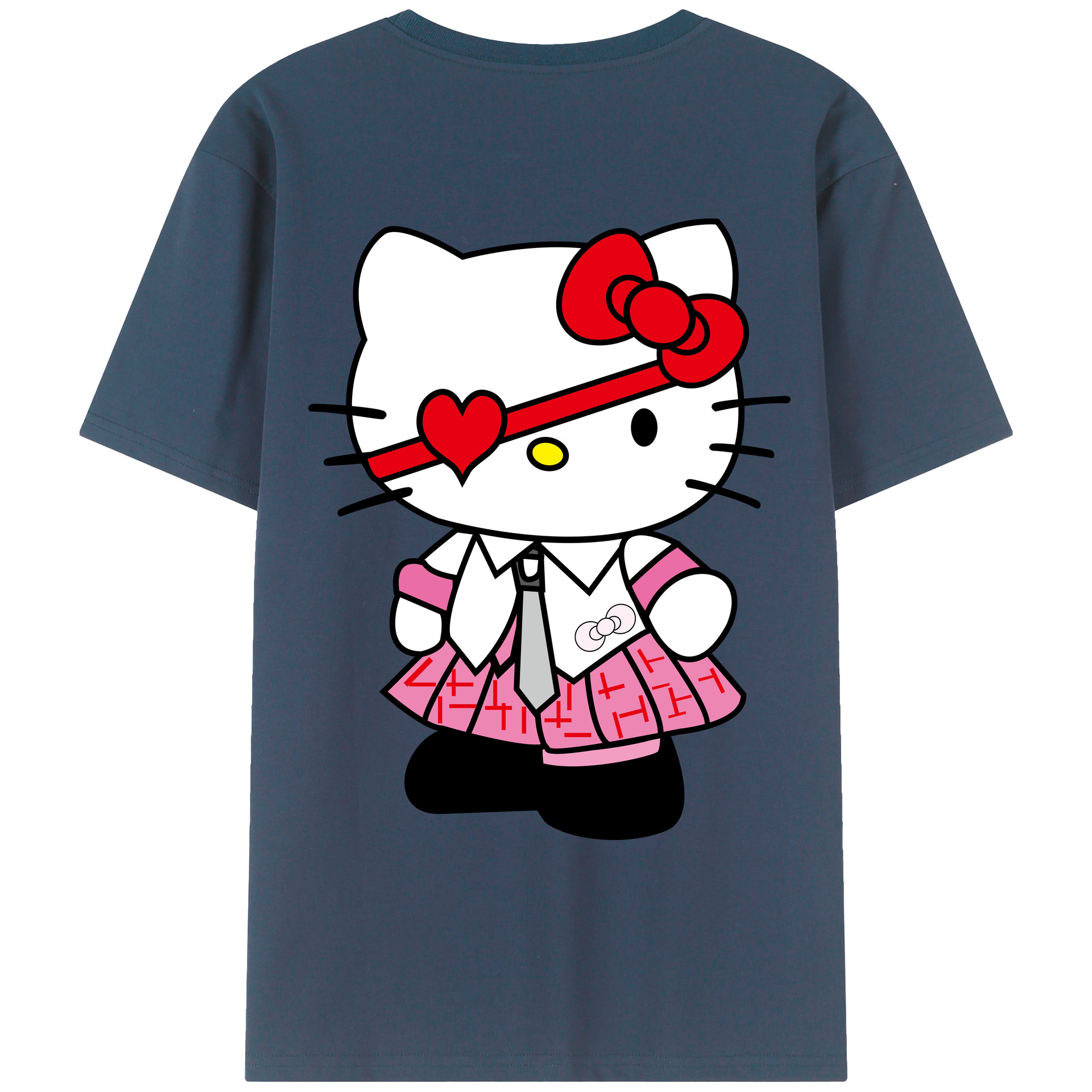 （画像用） Hello Kitty ハローキティ 綿100％ メンズ半袖Tシャツ（バックプリント） 通気性
