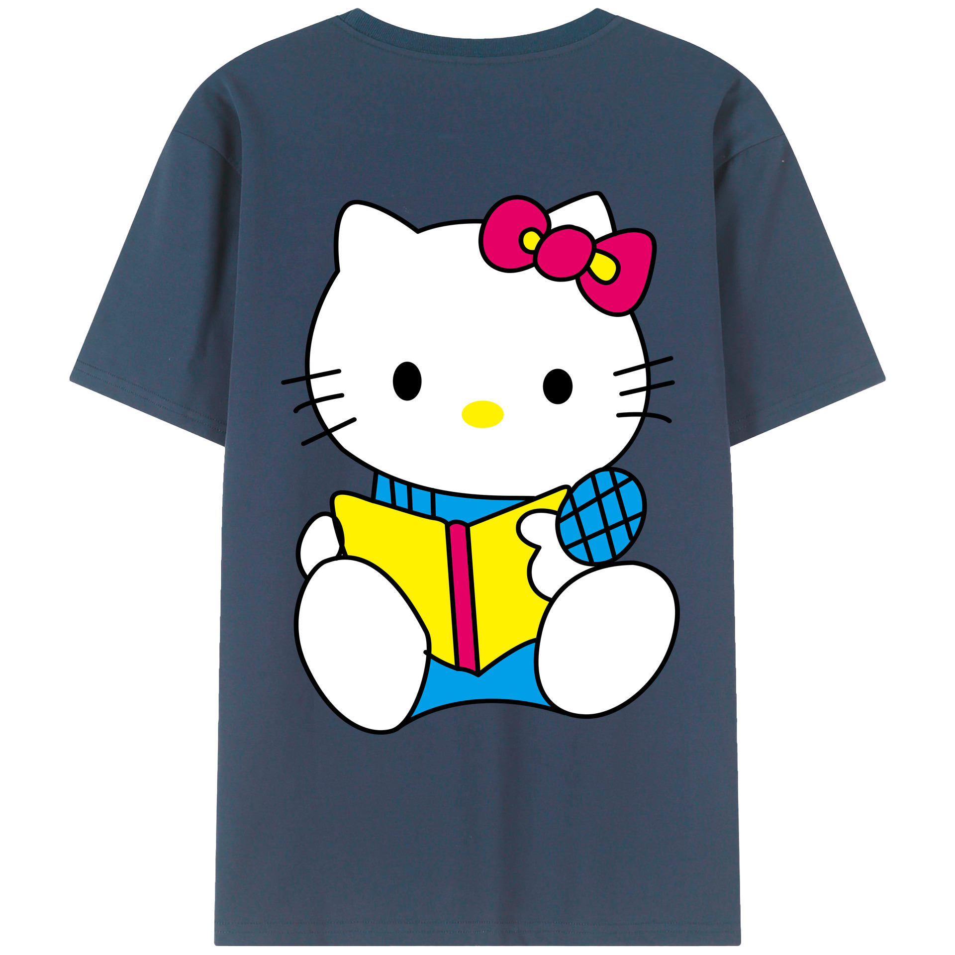 （画像用） Hello Kitty ハローキティ 綿100％ メンズ半袖Tシャツ（バックプリント） 通気性