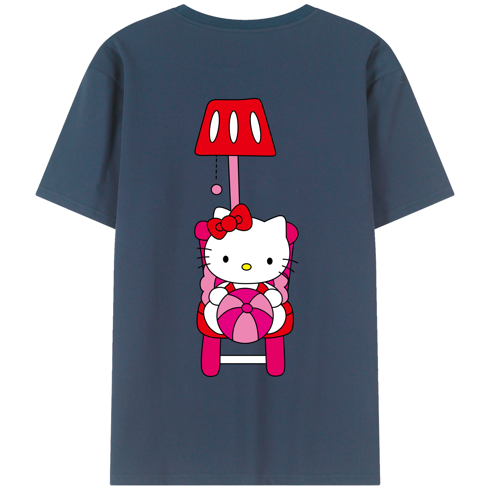 （画像用） Hello Kitty ハローキティ 綿100％ メンズ半袖Tシャツ（バックプリント） 通気性