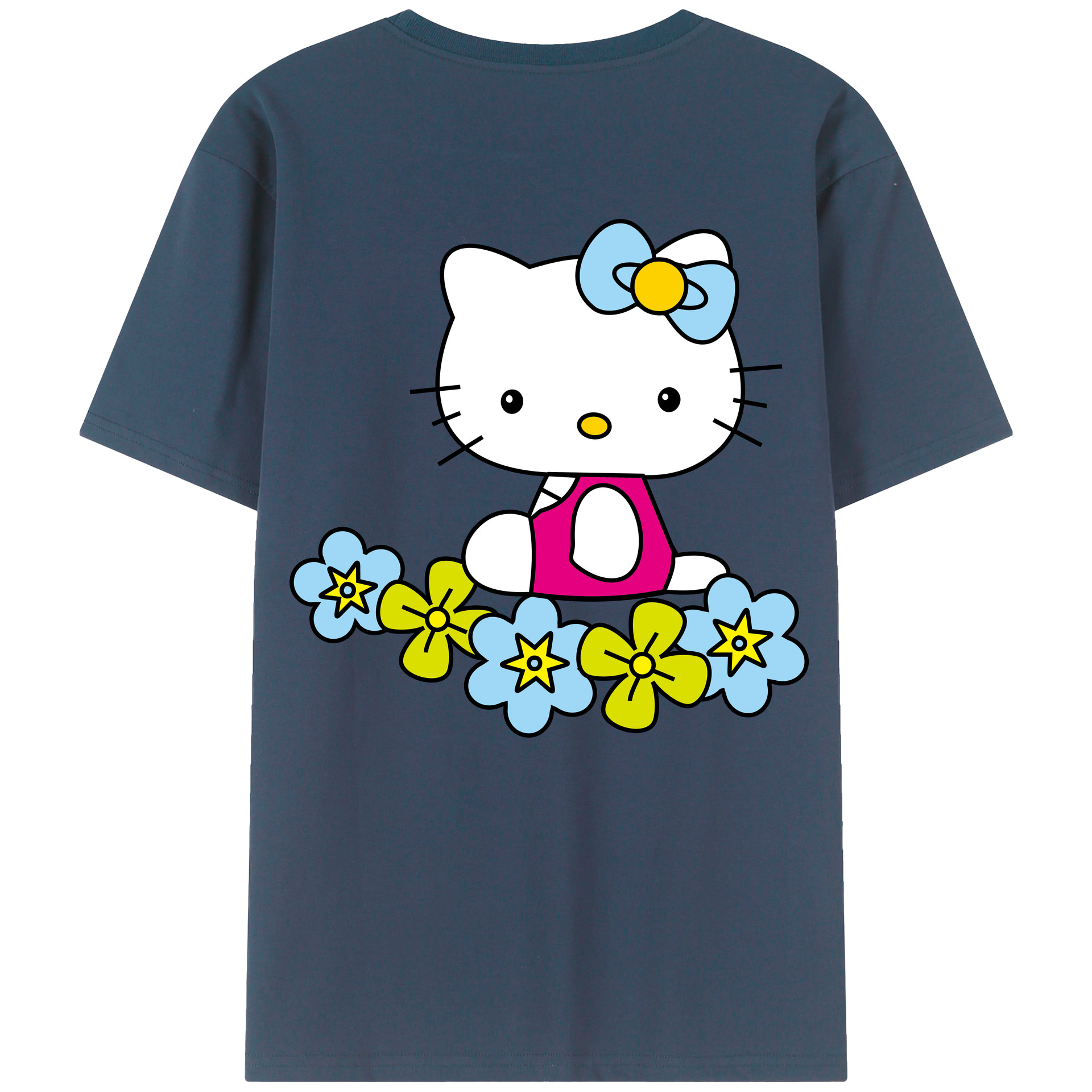 （画像用） Hello Kitty ハローキティ 綿100％ メンズ半袖Tシャツ（バックプリント） 通気性