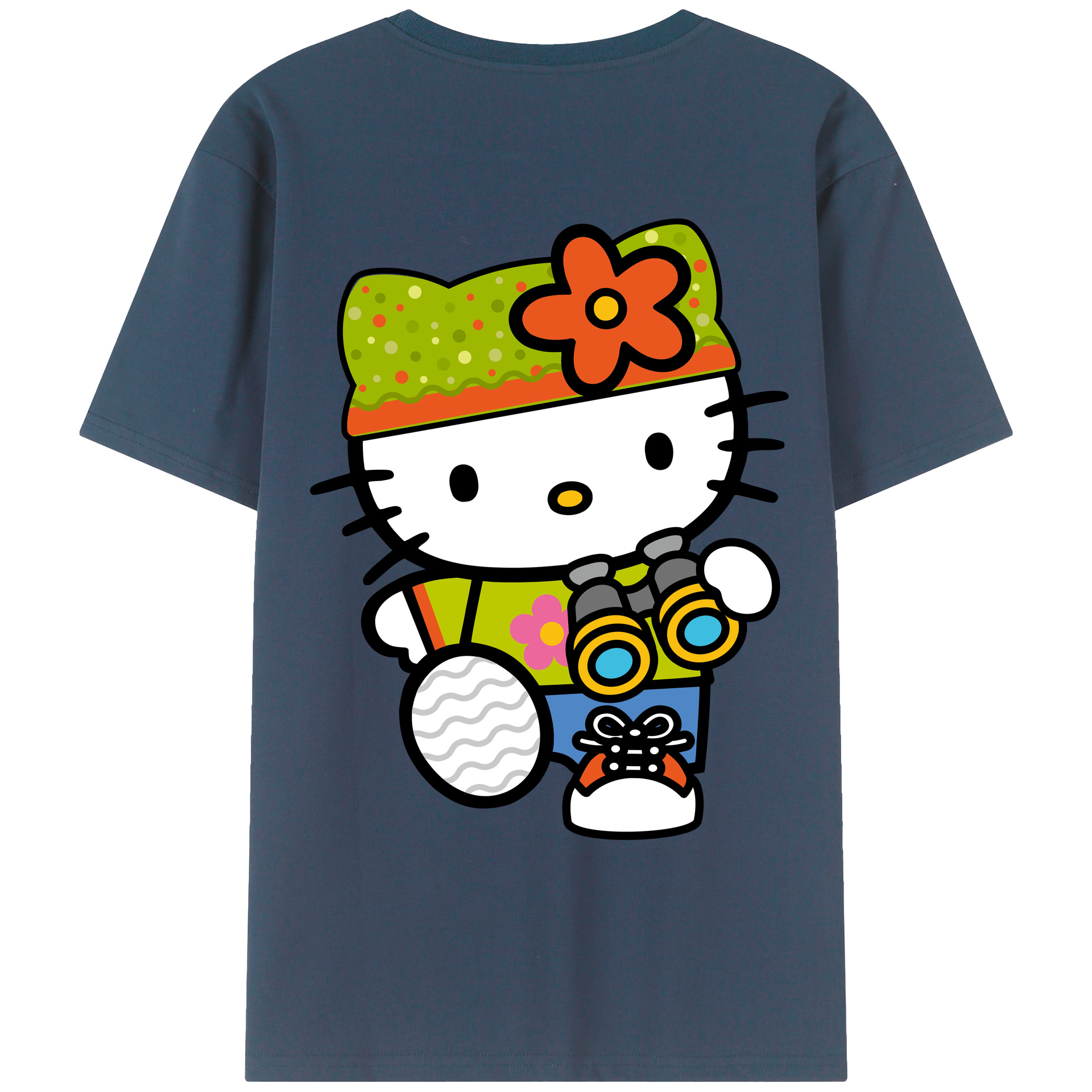 （画像用） Hello Kitty ハローキティ 綿100％ メンズ半袖Tシャツ（バックプリント） 通気性