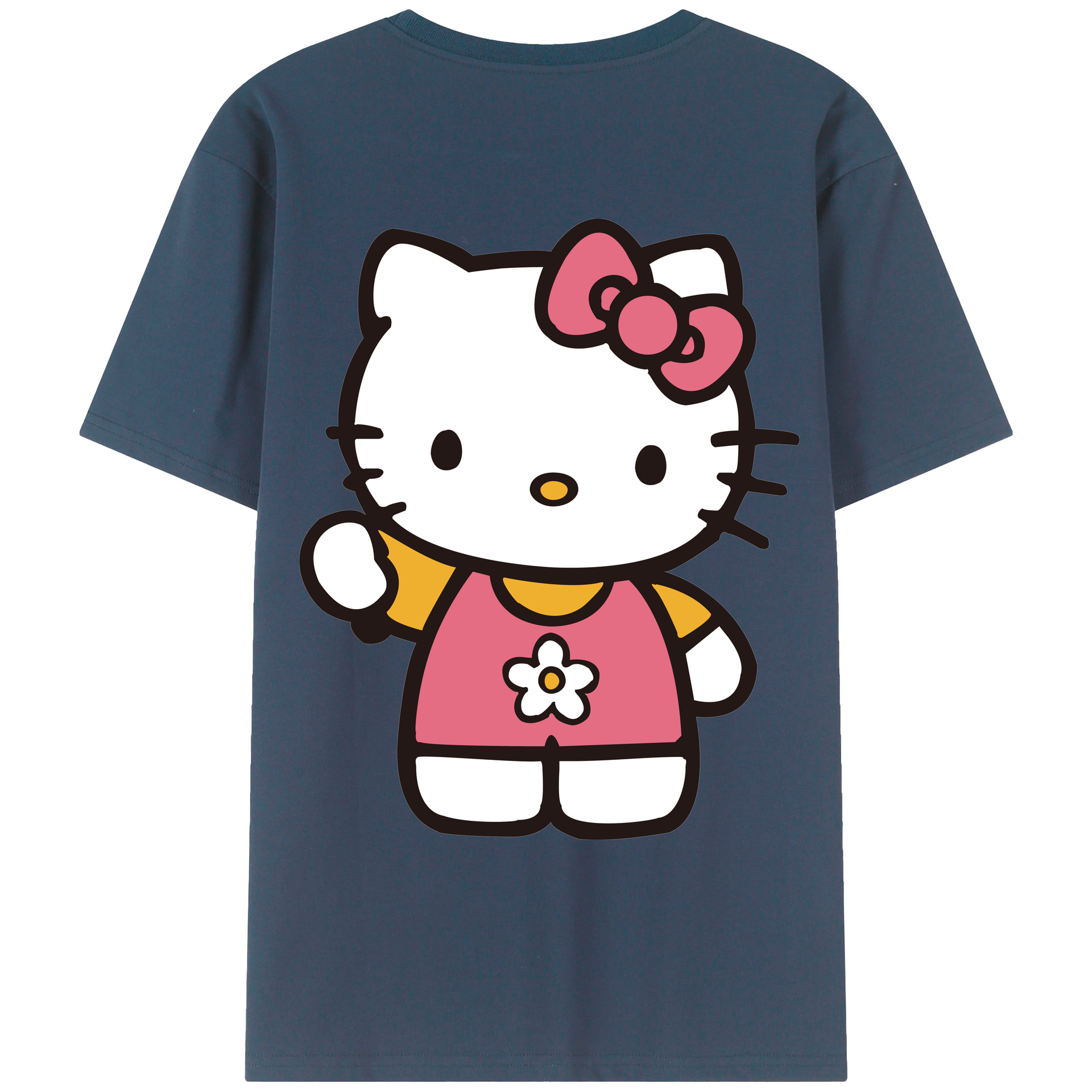 （画像用） Hello Kitty ハローキティ 綿100％ メンズ半袖Tシャツ（バックプリント） 通気性