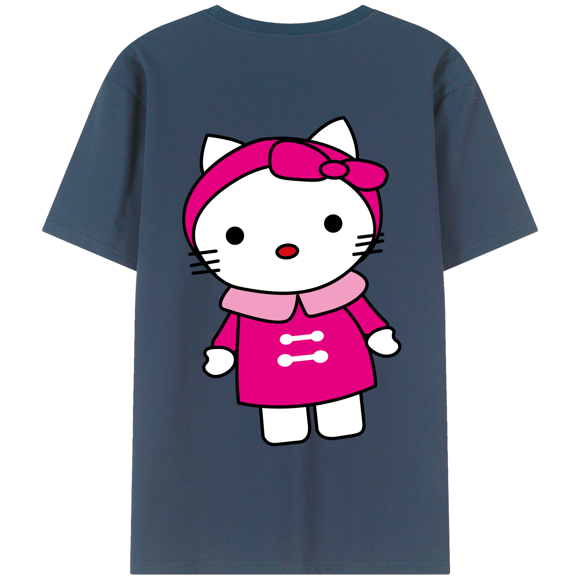 （画像用） Hello Kitty ハローキティ 綿100％ メンズ半袖Tシャツ（バックプリント） 通気性