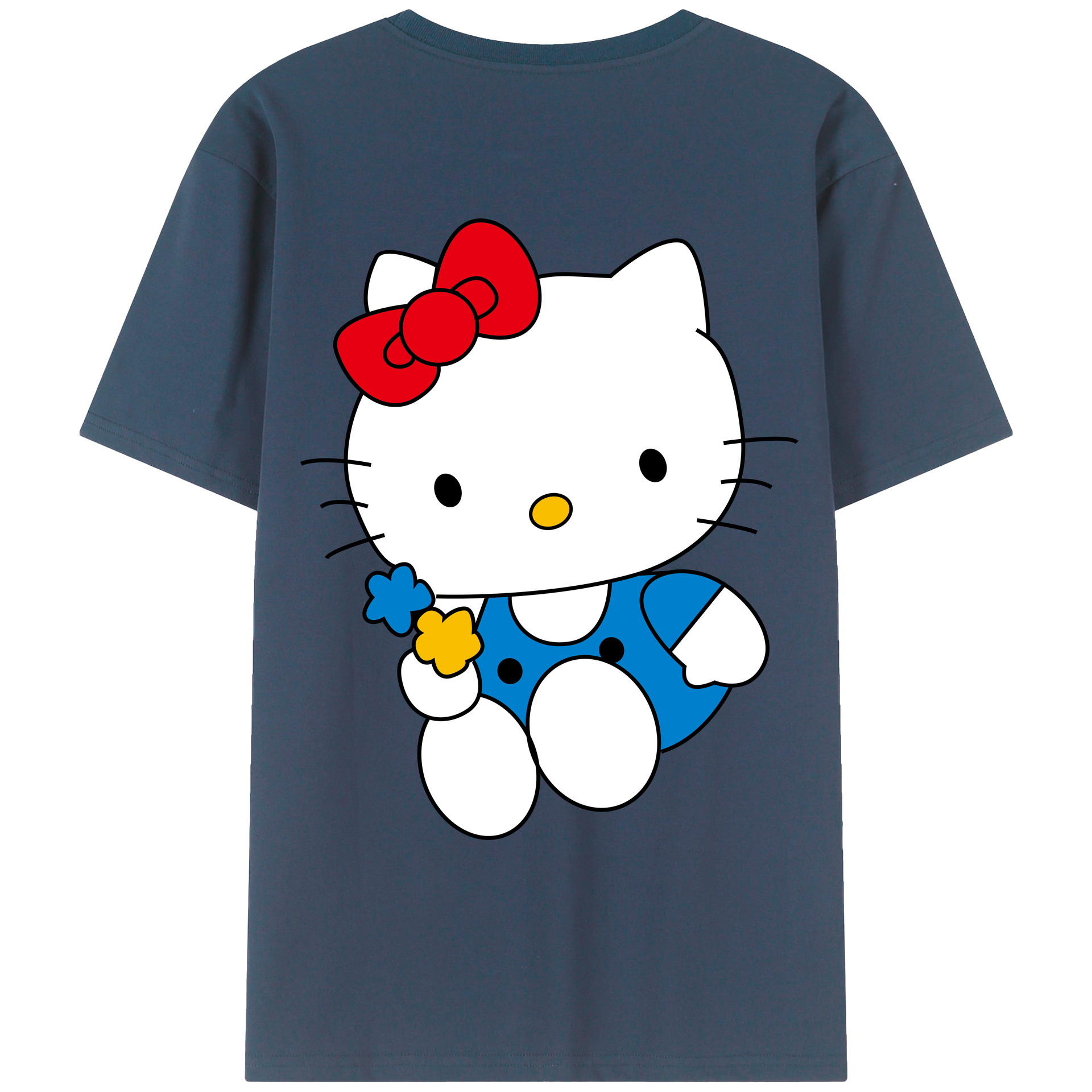 （画像用） Hello Kitty ハローキティ 綿100％ メンズ半袖Tシャツ（バックプリント） 通気性