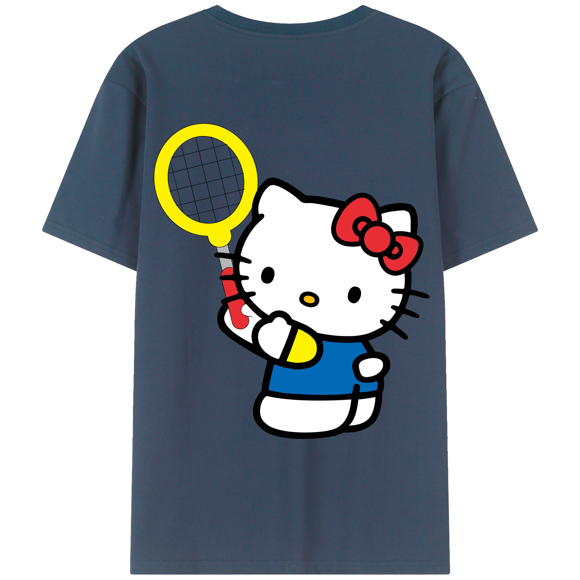 （画像用） Hello Kitty ハローキティ 綿100％ メンズ半袖Tシャツ（バックプリント） 通気性