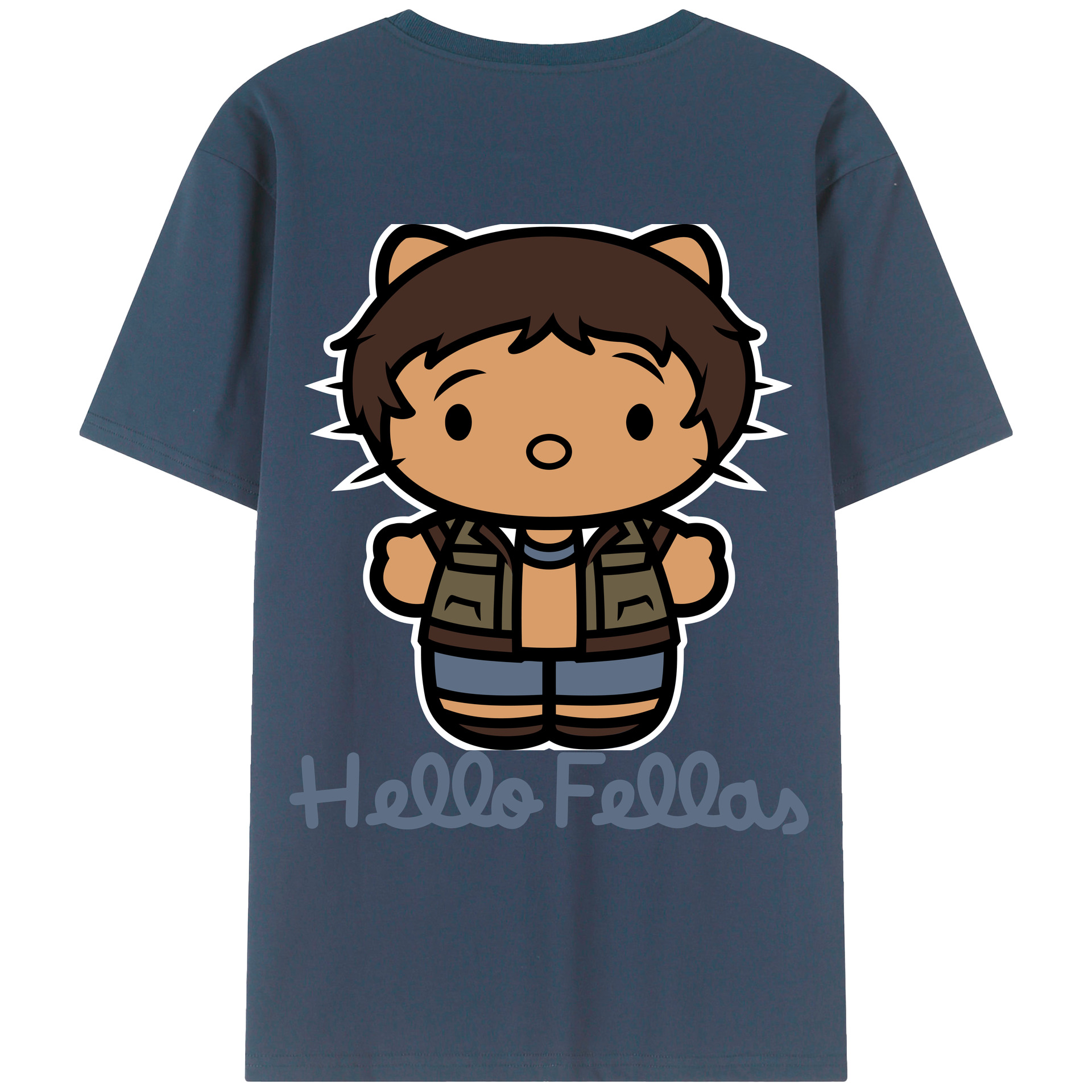 （画像用） Hello Kitty ハローキティ 綿100％ メンズ半袖Tシャツ（バックプリント） 通気性