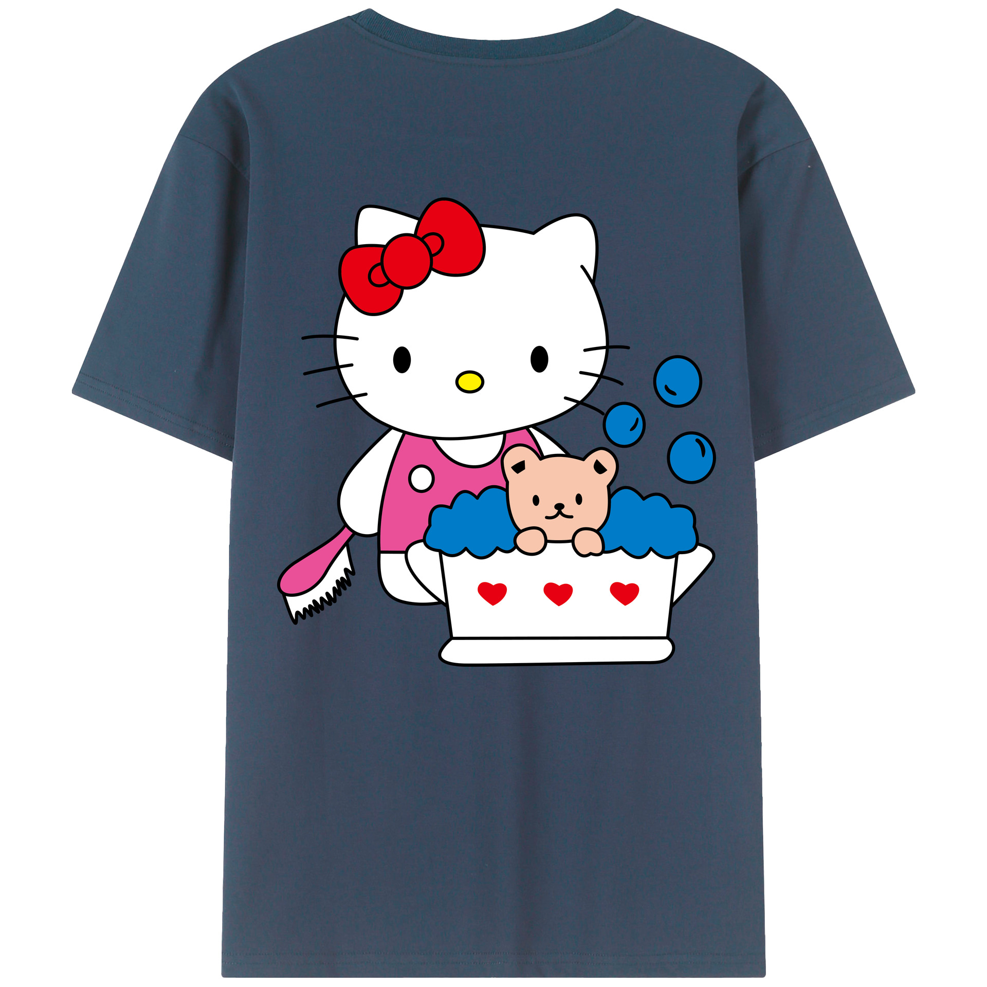（画像用） Hello Kitty ハローキティ 綿100％ メンズ半袖Tシャツ（バックプリント） 通気性