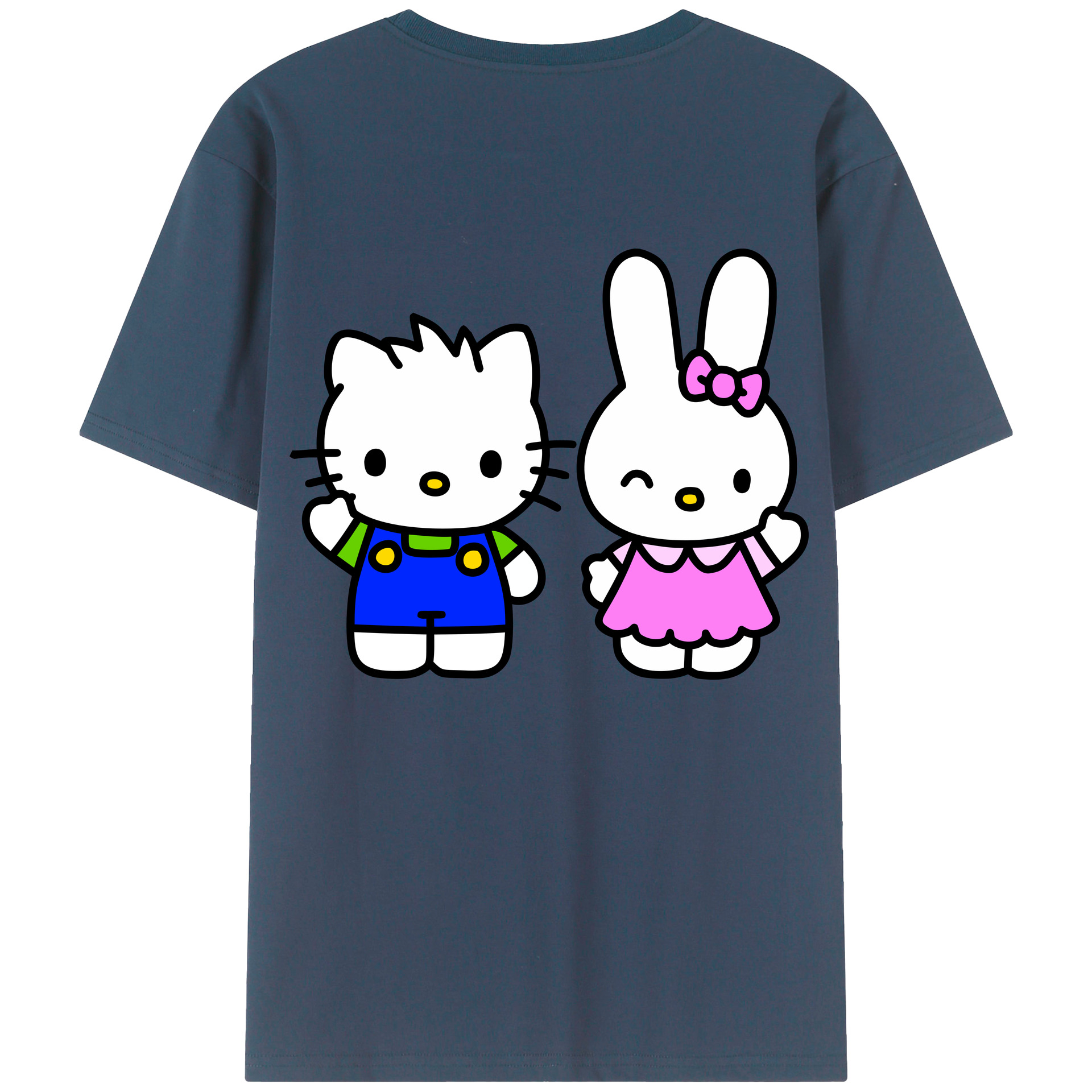 （画像用） Hello Kitty ハローキティ 綿100％ メンズ半袖Tシャツ（バックプリント） 通気性