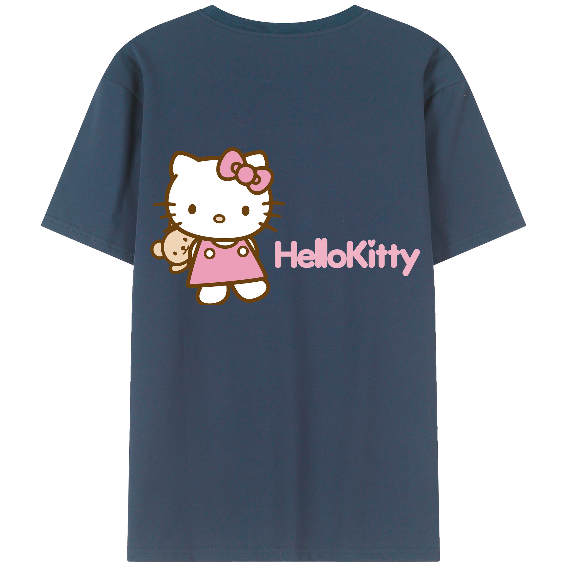 （画像用） Hello Kitty ハローキティ 綿100％ メンズ半袖Tシャツ（バックプリント） 通気性