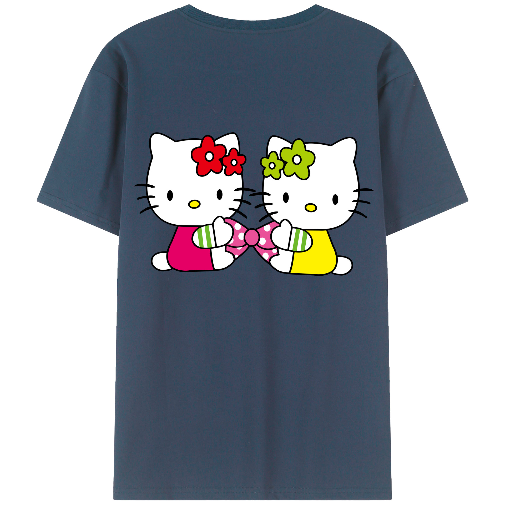 （画像用） Hello Kitty ハローキティ 綿100％ メンズ半袖Tシャツ（バックプリント） 通気性