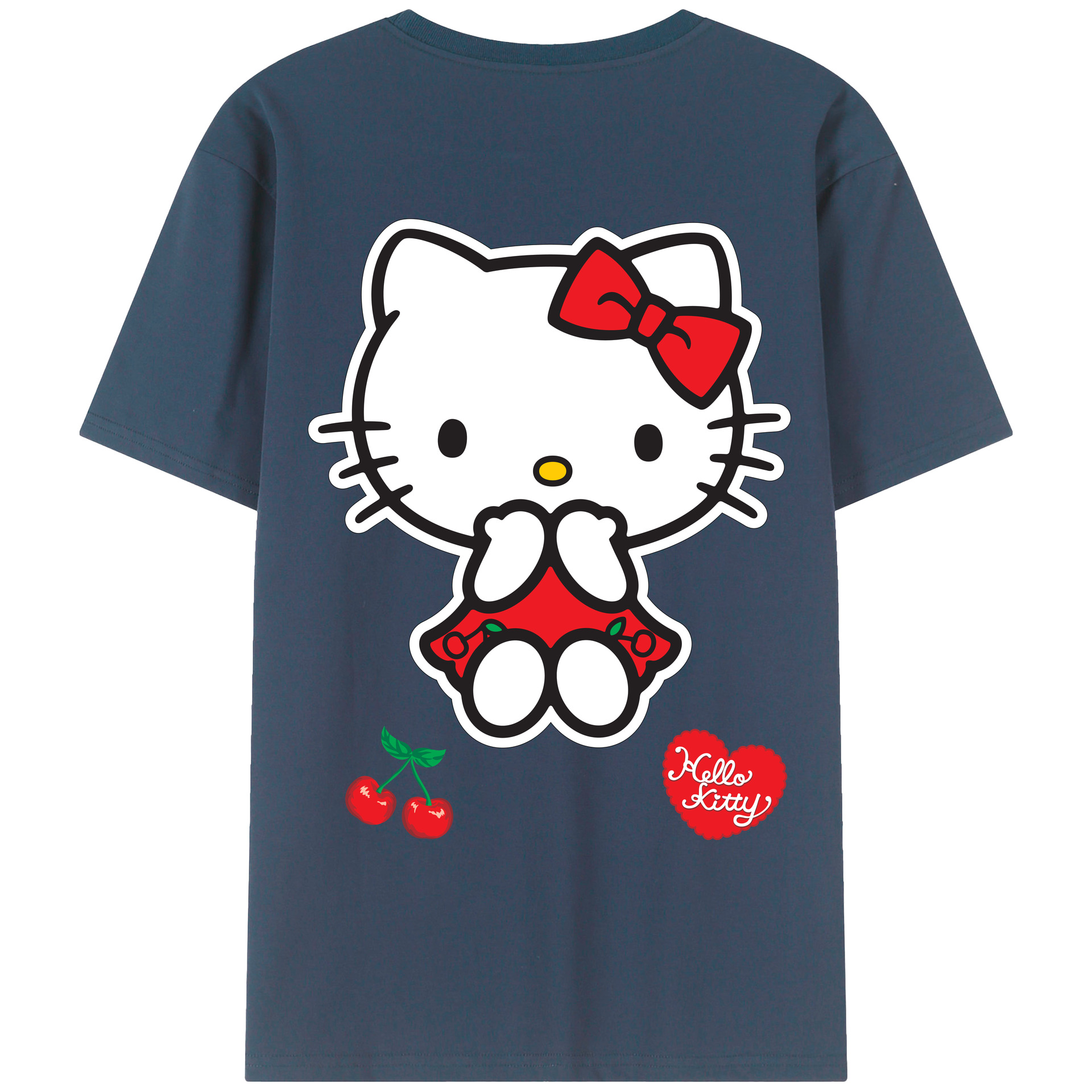 （画像用） Hello Kitty ハローキティ 綿100％ メンズ半袖Tシャツ（バックプリント） 通気性