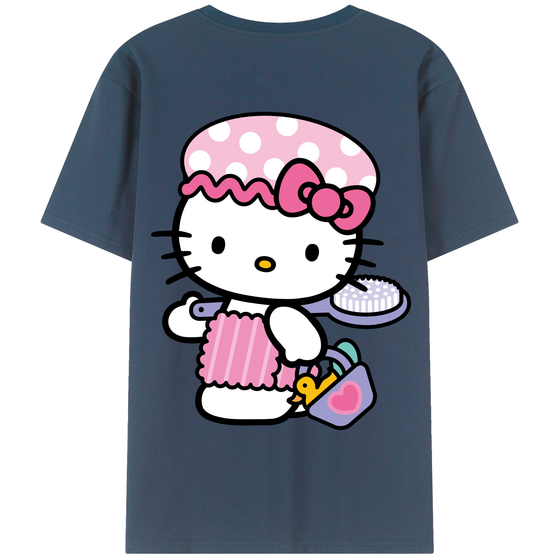（画像用） Hello Kitty ハローキティ 綿100％ メンズ半袖Tシャツ（バックプリント） 通気性
