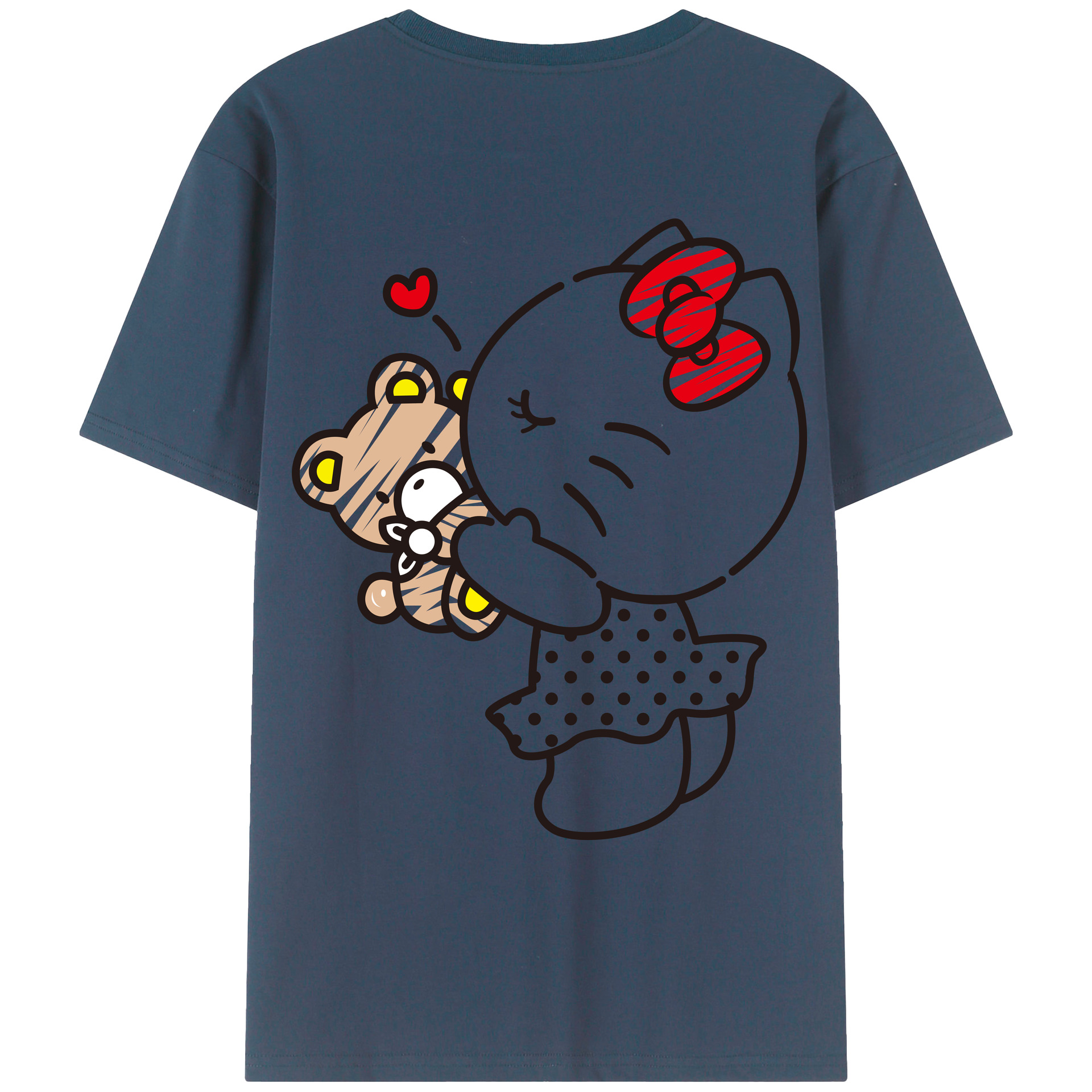 （画像用） Hello Kitty ハローキティ 綿100％ メンズ半袖Tシャツ（バックプリント） 通気性