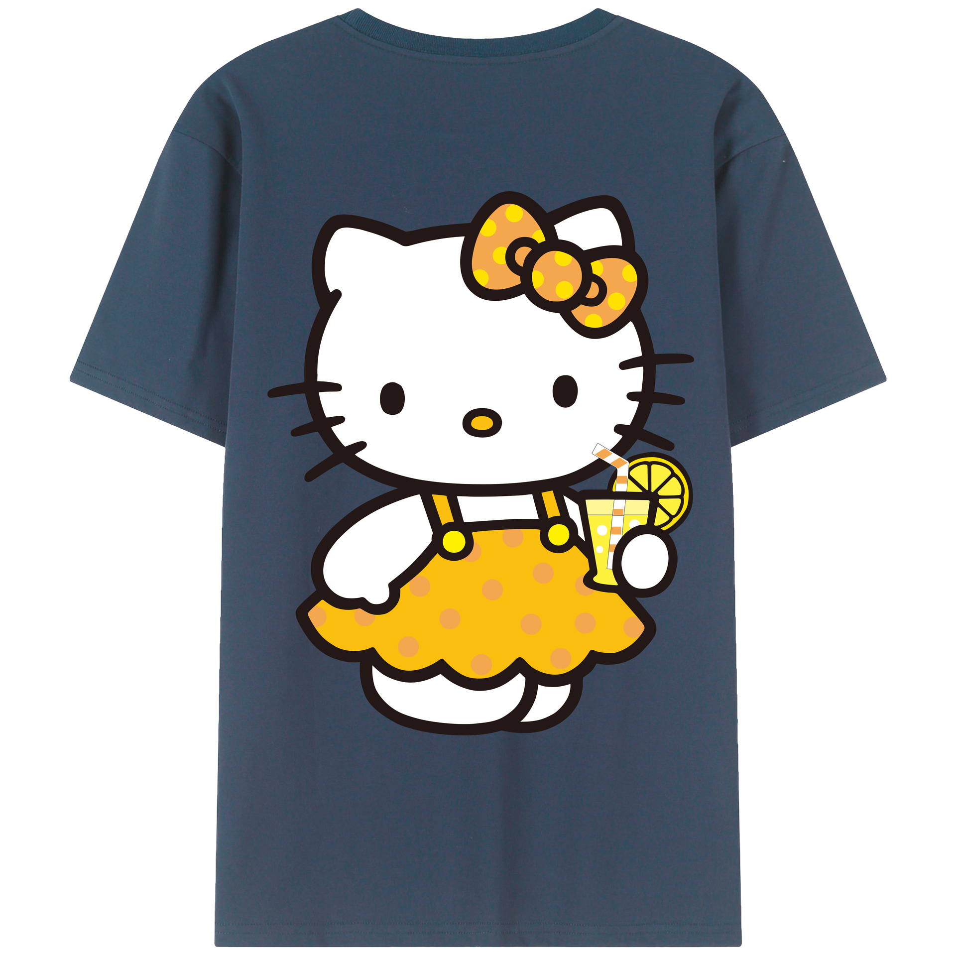 （画像用） Hello Kitty ハローキティ 綿100％ メンズ半袖Tシャツ（バックプリント） 通気性