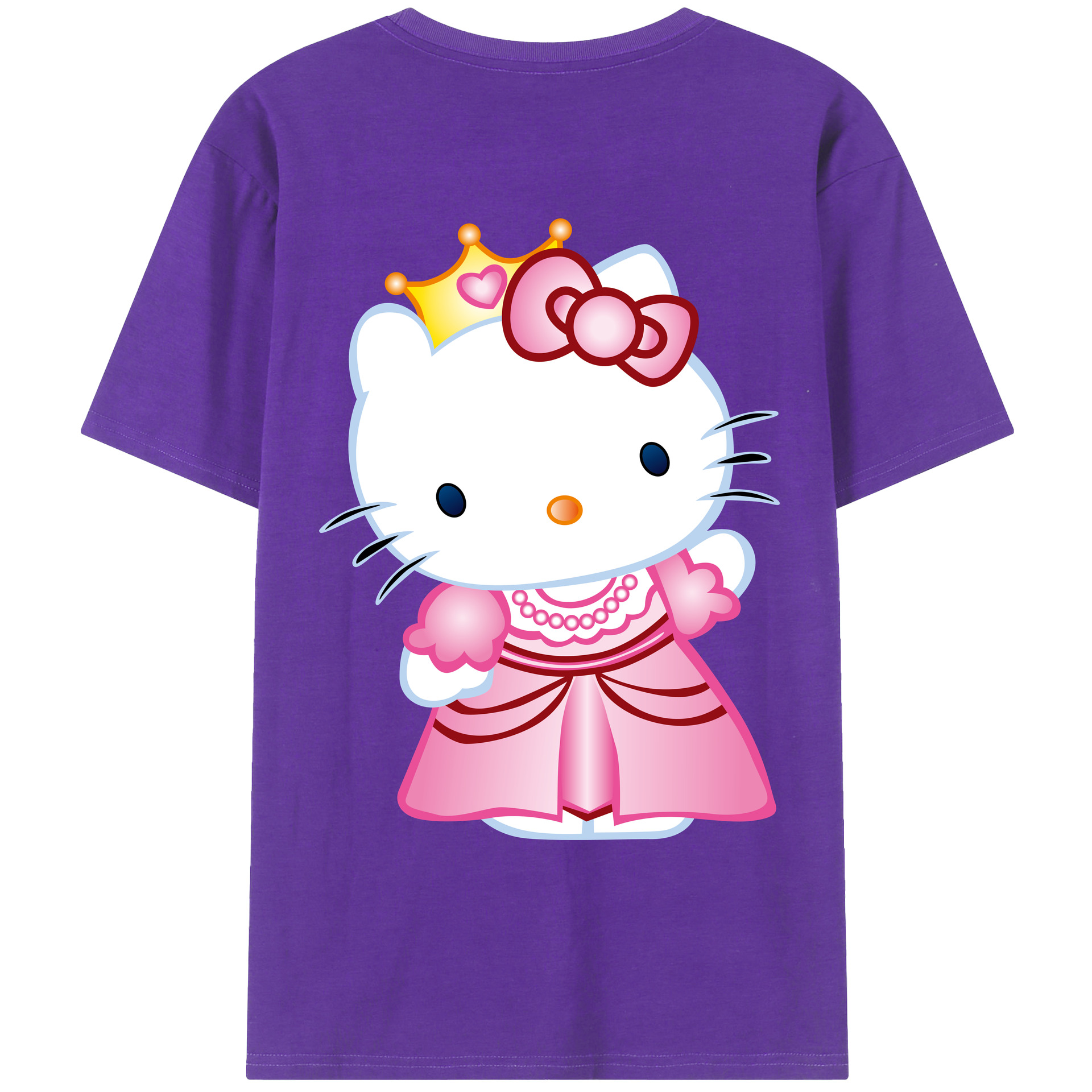 （画像用） Hello Kitty ハローキティ 綿100％ メンズ半袖Tシャツ（バックプリント） 通気性