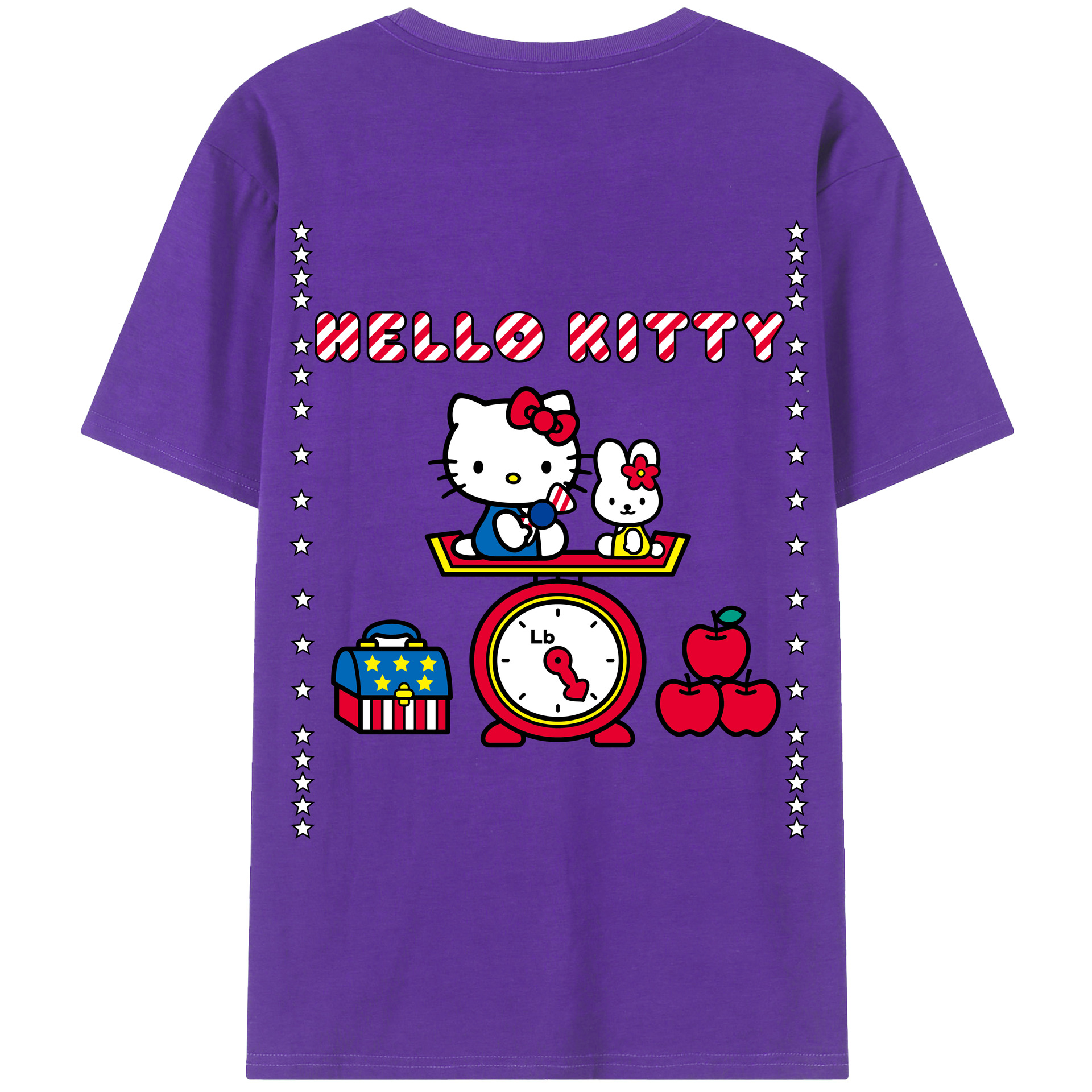 （画像用） Hello Kitty ハローキティ 綿100％ メンズ半袖Tシャツ（バックプリント） 通気性