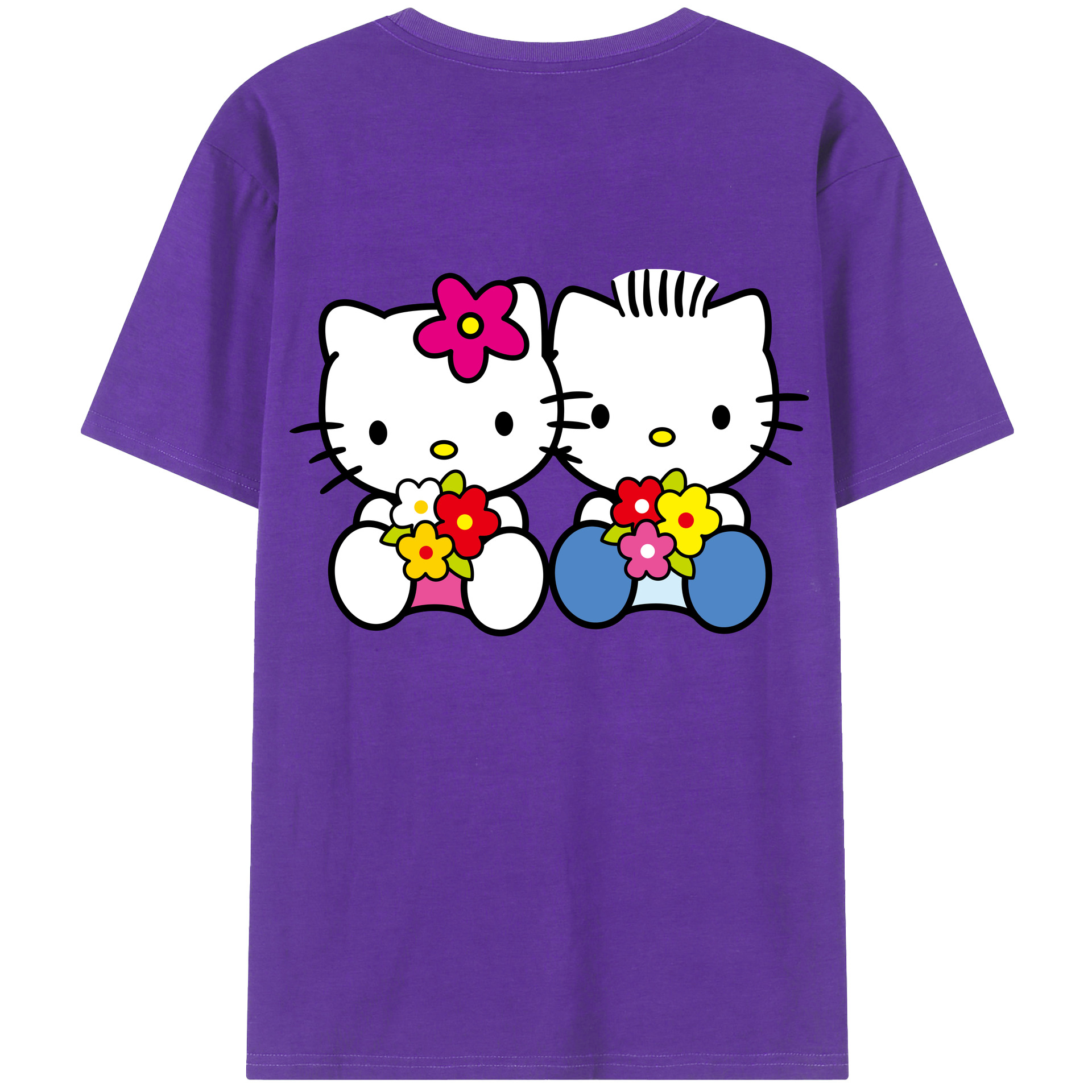 （画像用） Hello Kitty ハローキティ 綿100％ メンズ半袖Tシャツ（バックプリント） 通気性
