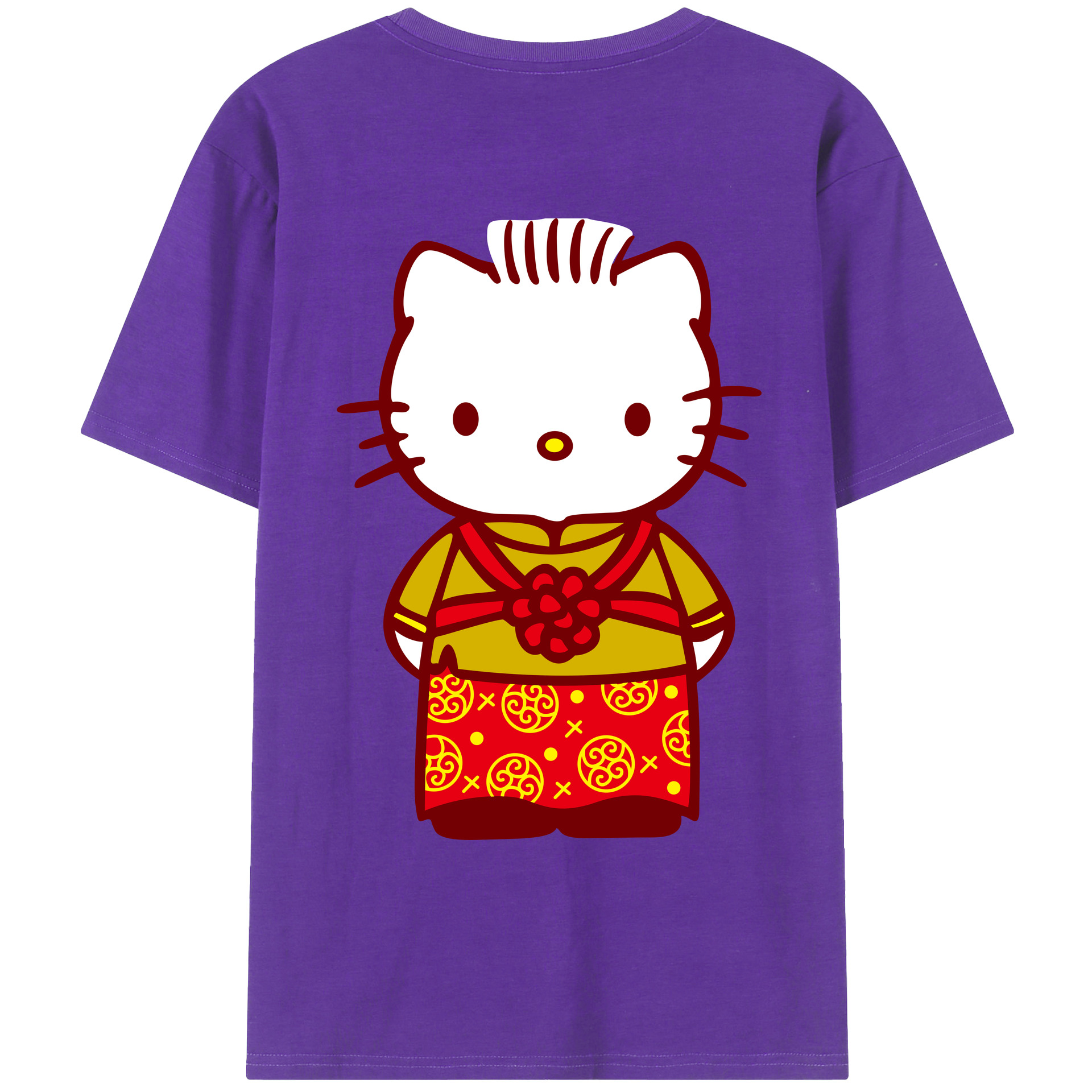 （画像用） Hello Kitty ハローキティ 綿100％ メンズ半袖Tシャツ（バックプリント） 通気性