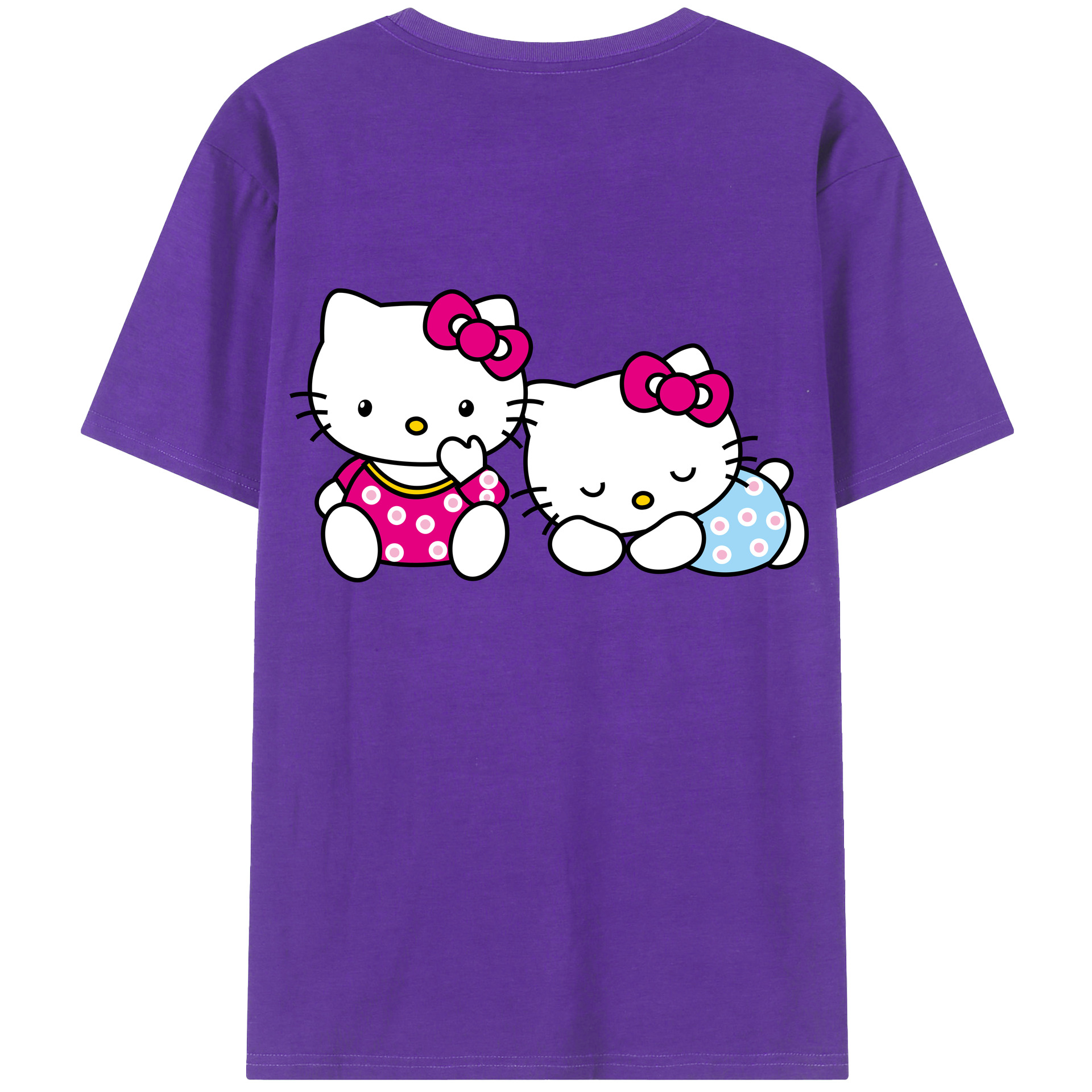 （画像用） Hello Kitty ハローキティ 綿100％ メンズ半袖Tシャツ（バックプリント） 通気性
