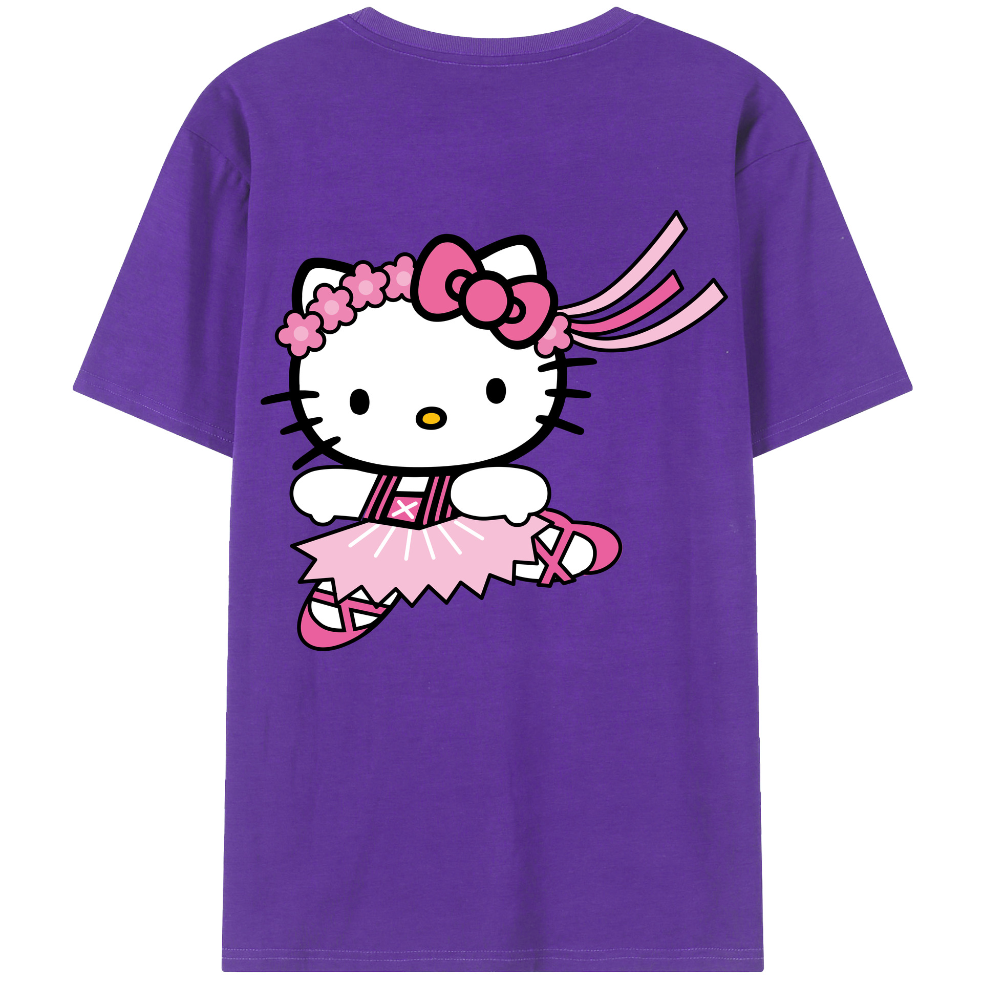 （画像用） Hello Kitty ハローキティ 綿100％ メンズ半袖Tシャツ（バックプリント） 通気性