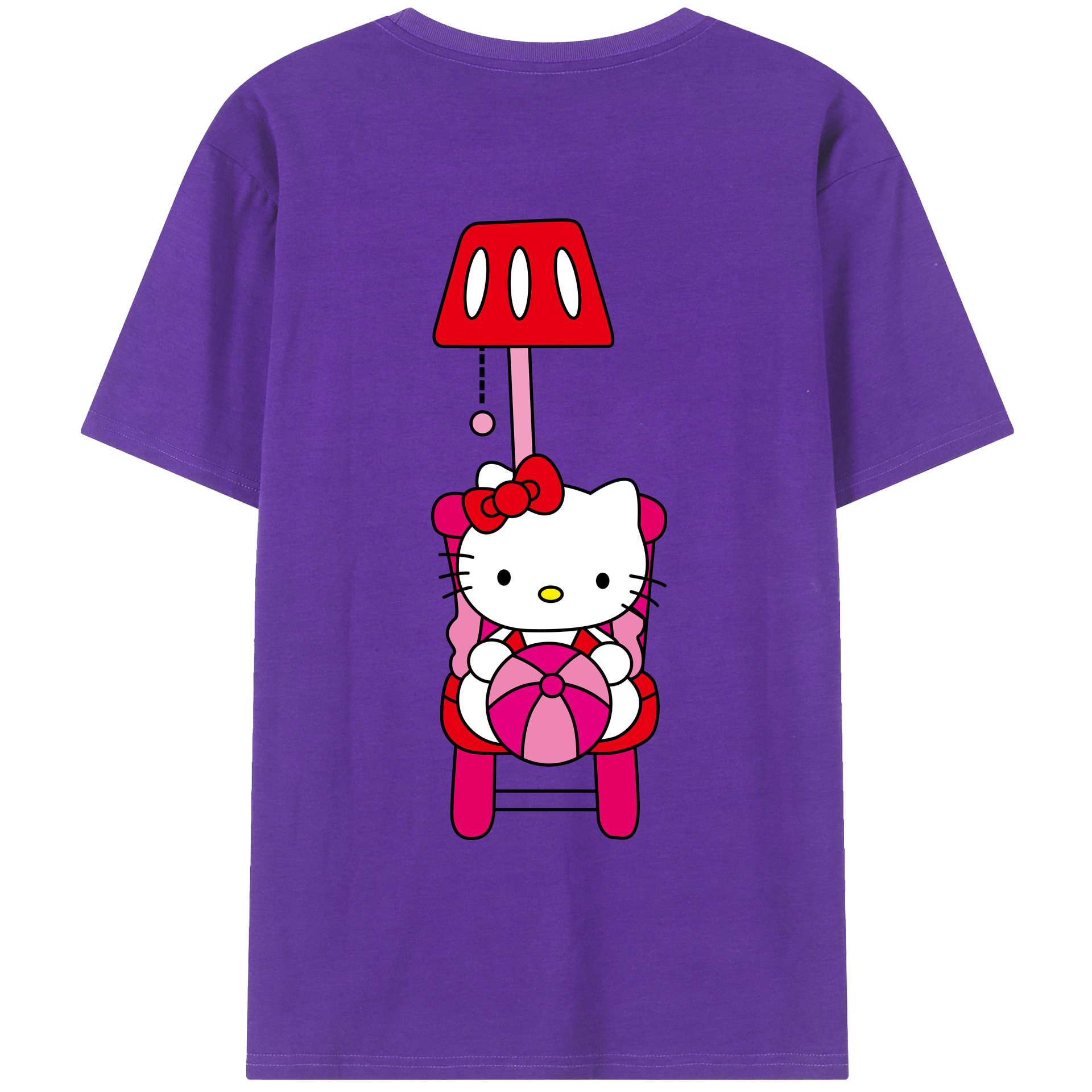 （画像用） Hello Kitty ハローキティ 綿100％ メンズ半袖Tシャツ（バックプリント） 通気性