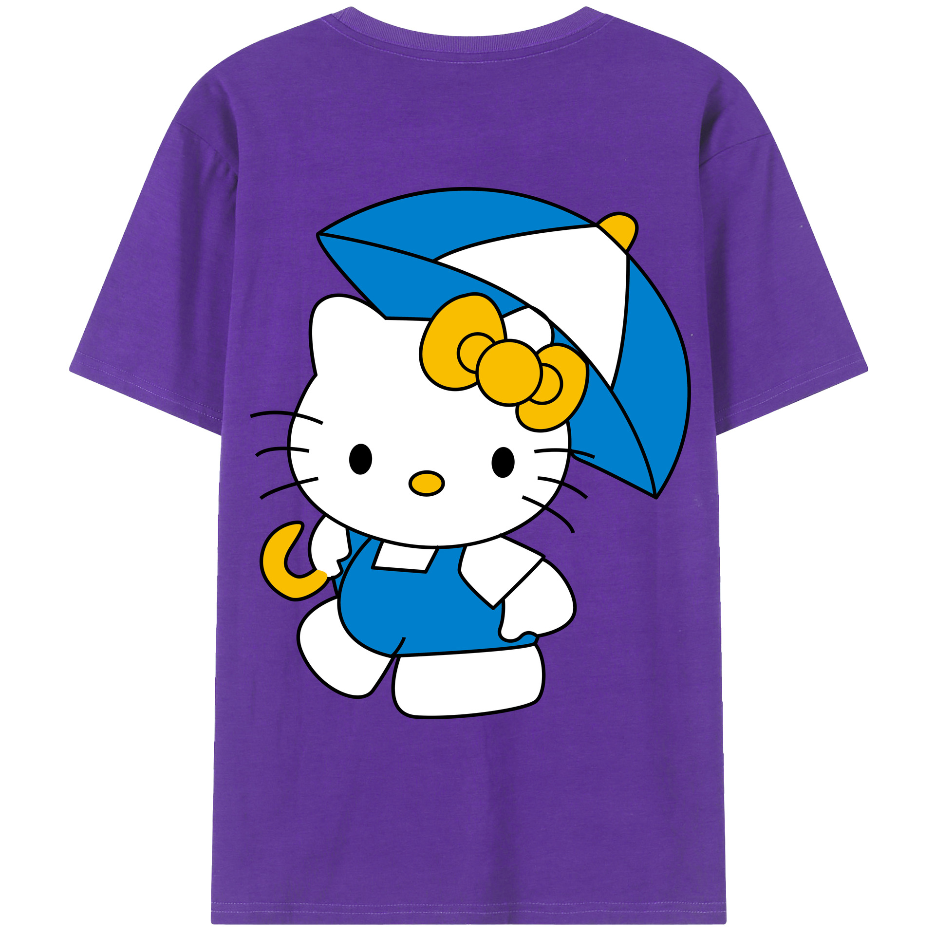（画像用） Hello Kitty ハローキティ 綿100％ メンズ半袖Tシャツ（バックプリント） 通気性