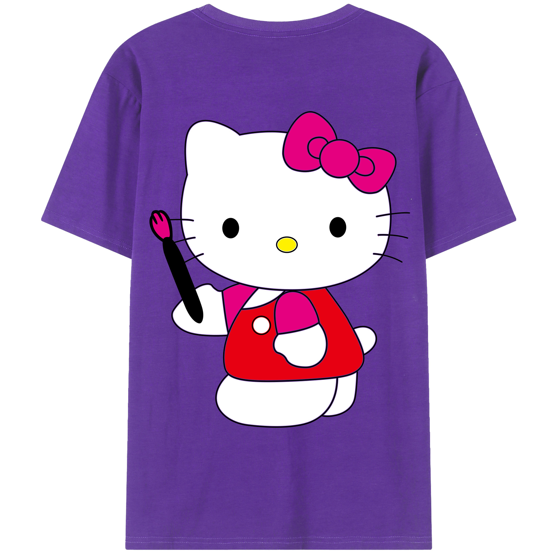 （画像用） Hello Kitty ハローキティ 綿100％ メンズ半袖Tシャツ（バックプリント） 通気性