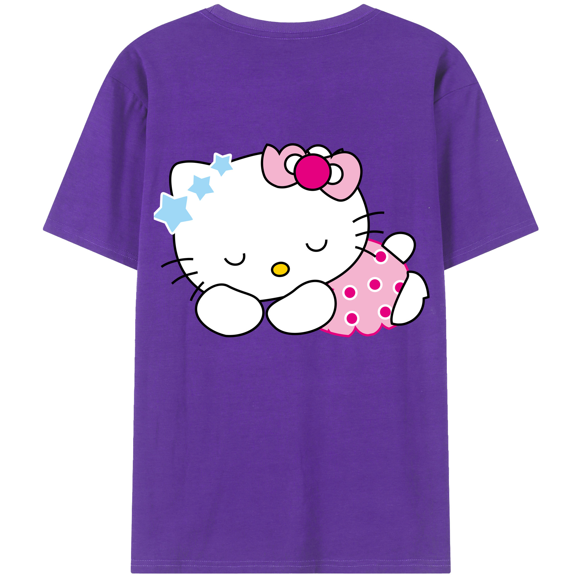 （画像用） Hello Kitty ハローキティ 綿100％ メンズ半袖Tシャツ（バックプリント） 通気性