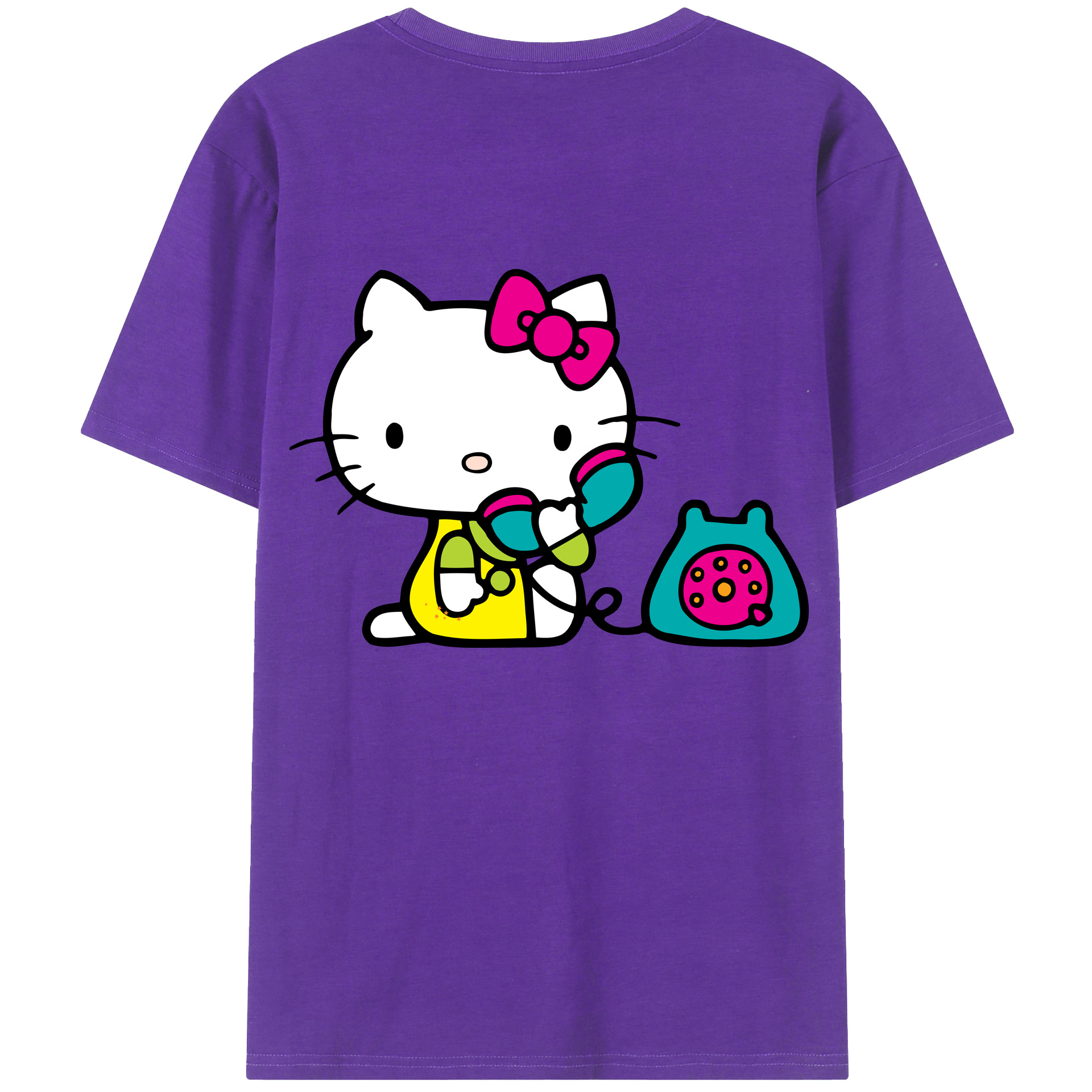 （画像用） Hello Kitty ハローキティ 綿100％ メンズ半袖Tシャツ（バックプリント） 通気性