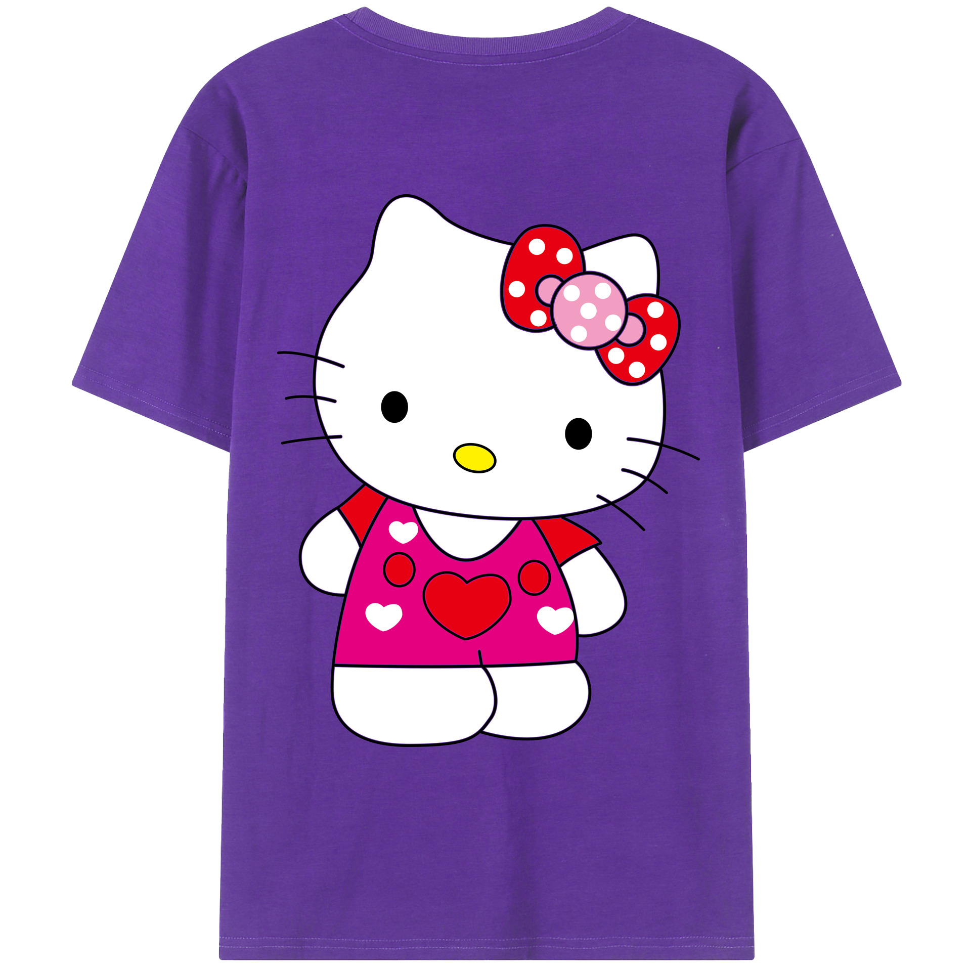 （画像用） Hello Kitty ハローキティ 綿100％ メンズ半袖Tシャツ（バックプリント） 通気性