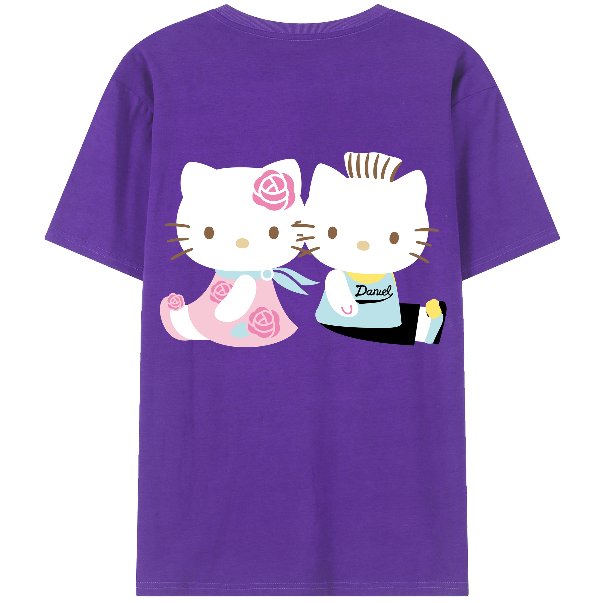 （画像用） Hello Kitty ハローキティ 綿100％ メンズ半袖Tシャツ（バックプリント） 通気性